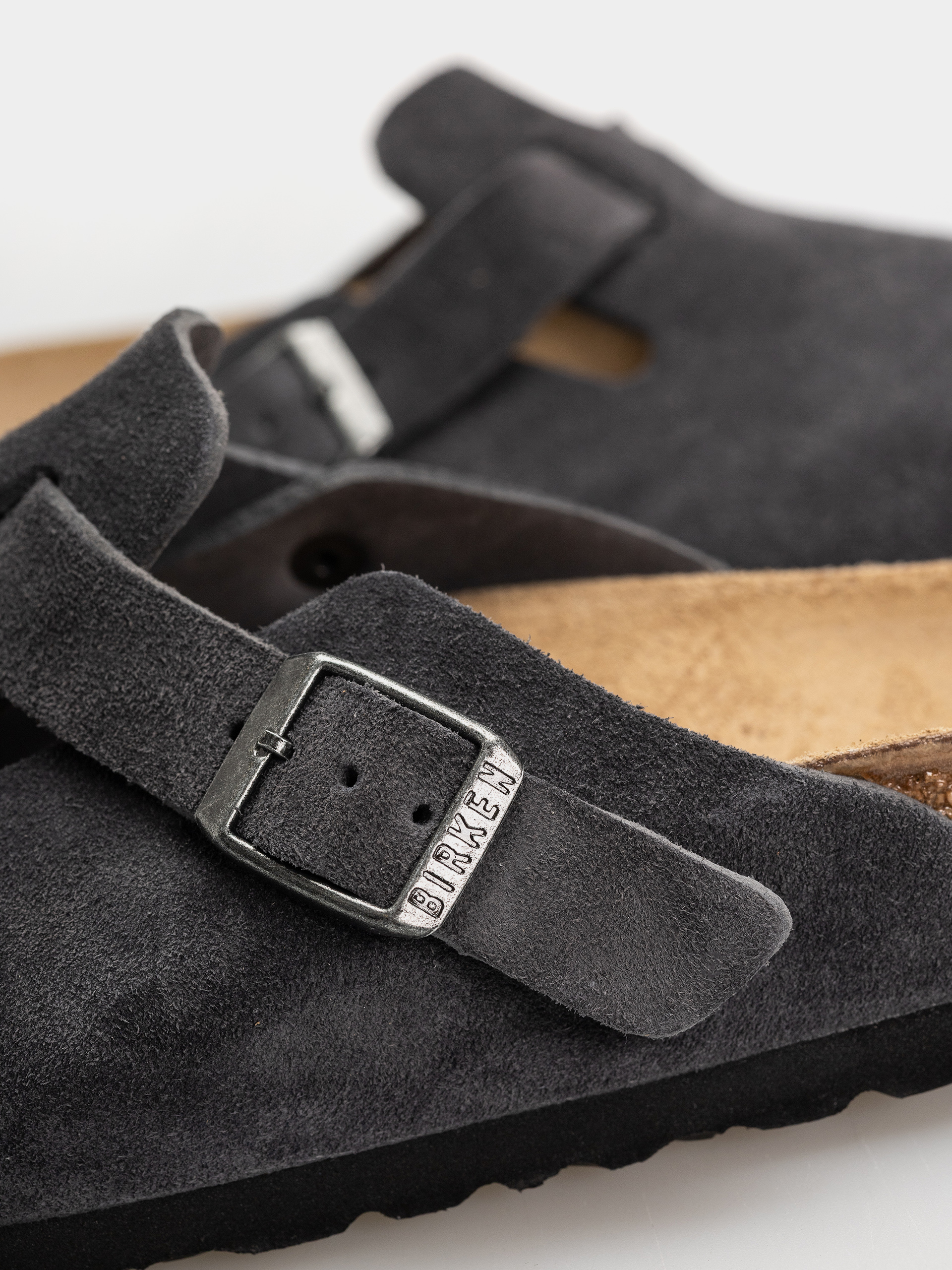 Klapki Birkenstock Boston Suede Leather Narrow (charcoal)
