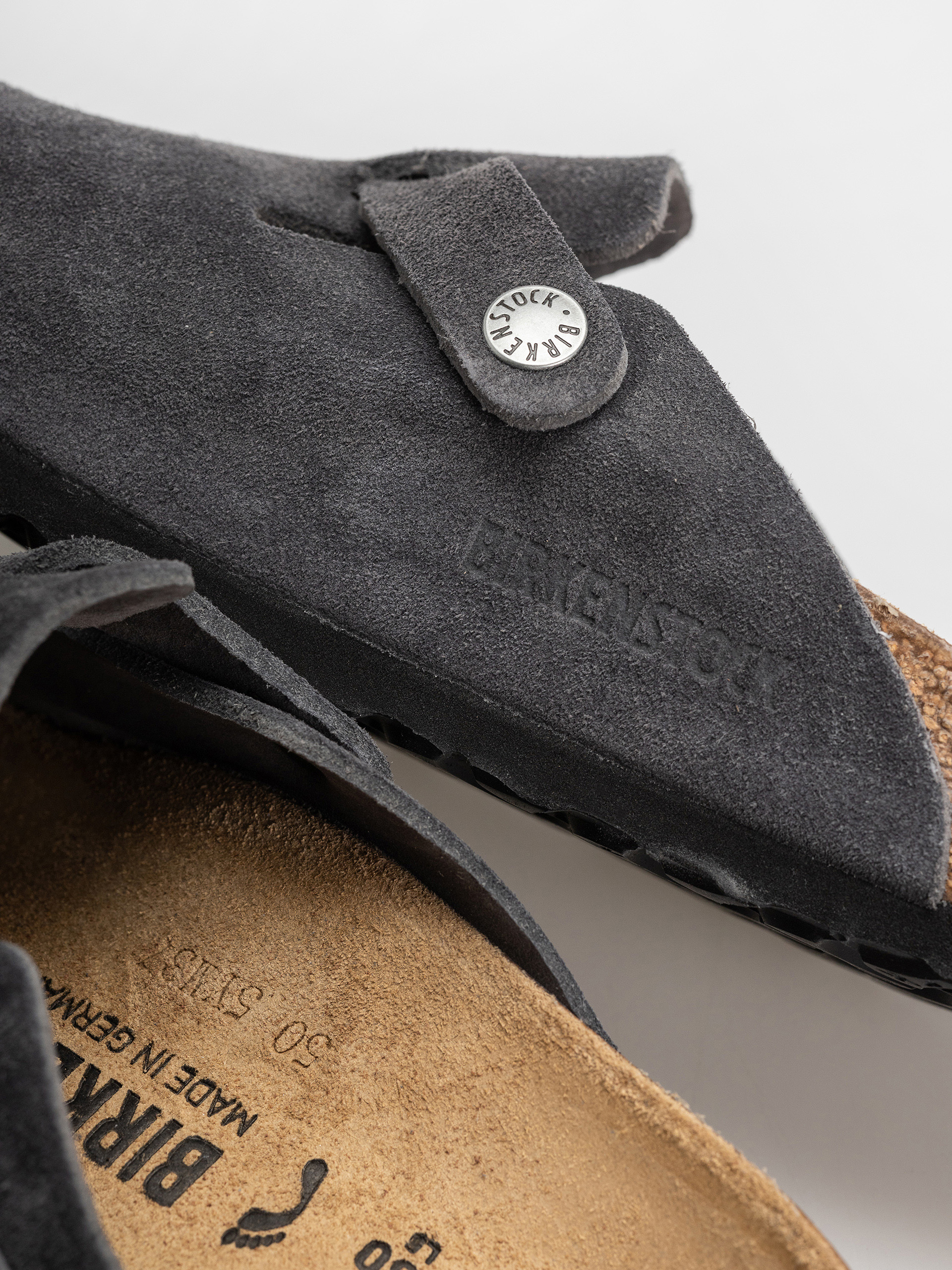 Klapki Birkenstock Boston Suede Leather Narrow (charcoal)