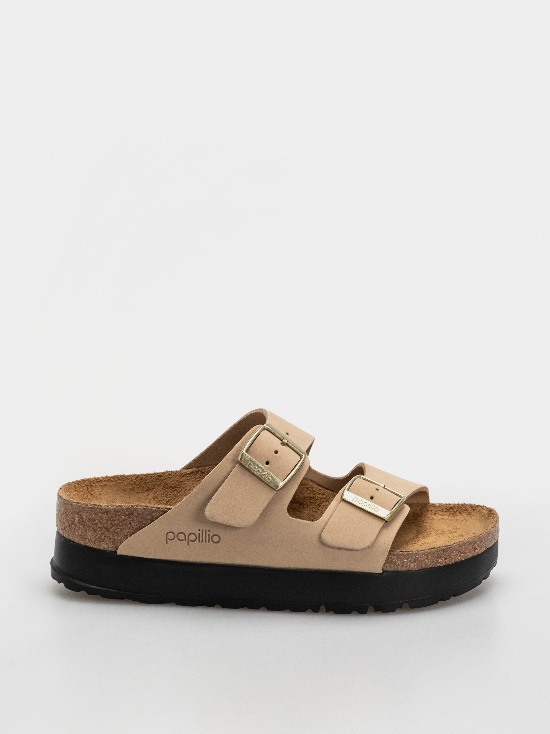 Klapki Birkenstock Arizona Flex Platform Nubuck Leather Narrow Wmn (sandcastle)