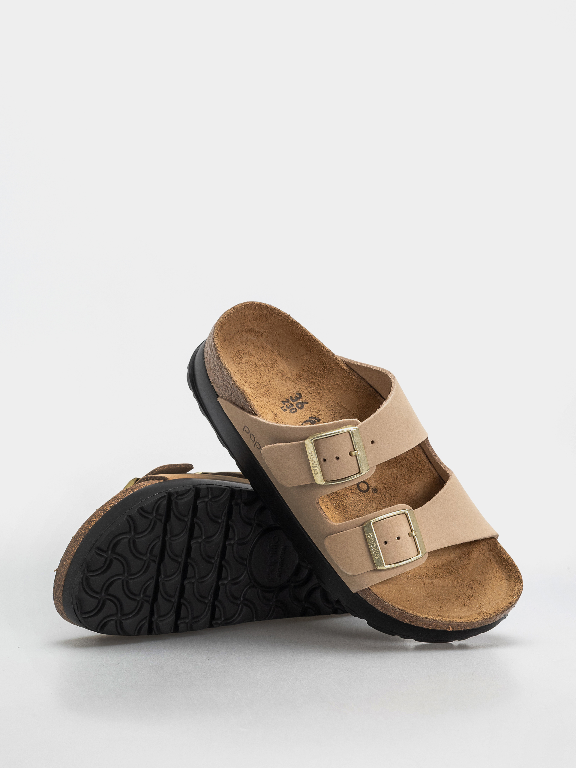 Klapki Birkenstock Arizona Flex Platform Nubuck Leather Narrow Wmn (sandcastle)