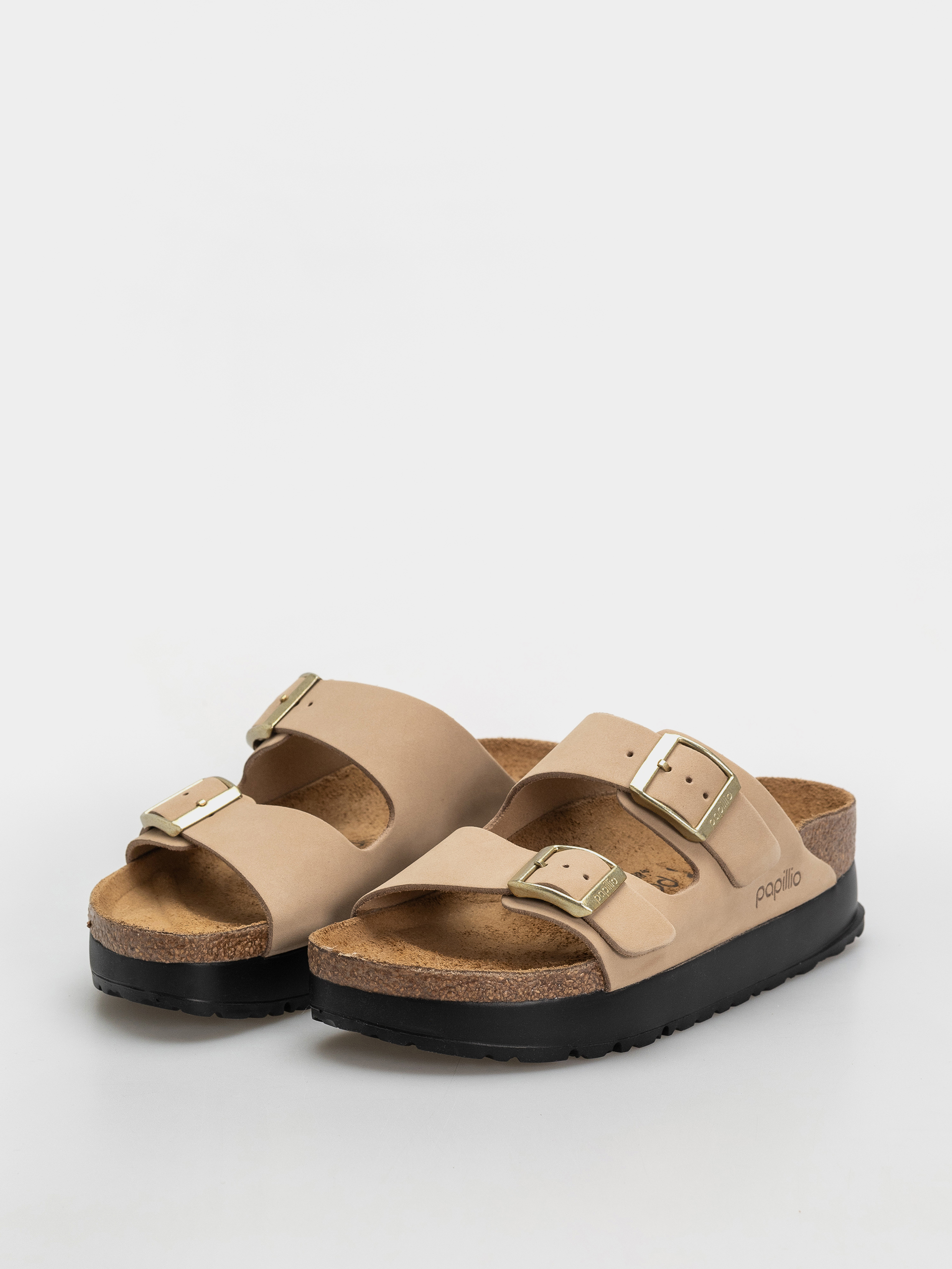 Klapki Birkenstock Arizona Flex Platform Nubuck Leather Narrow Wmn (sandcastle)