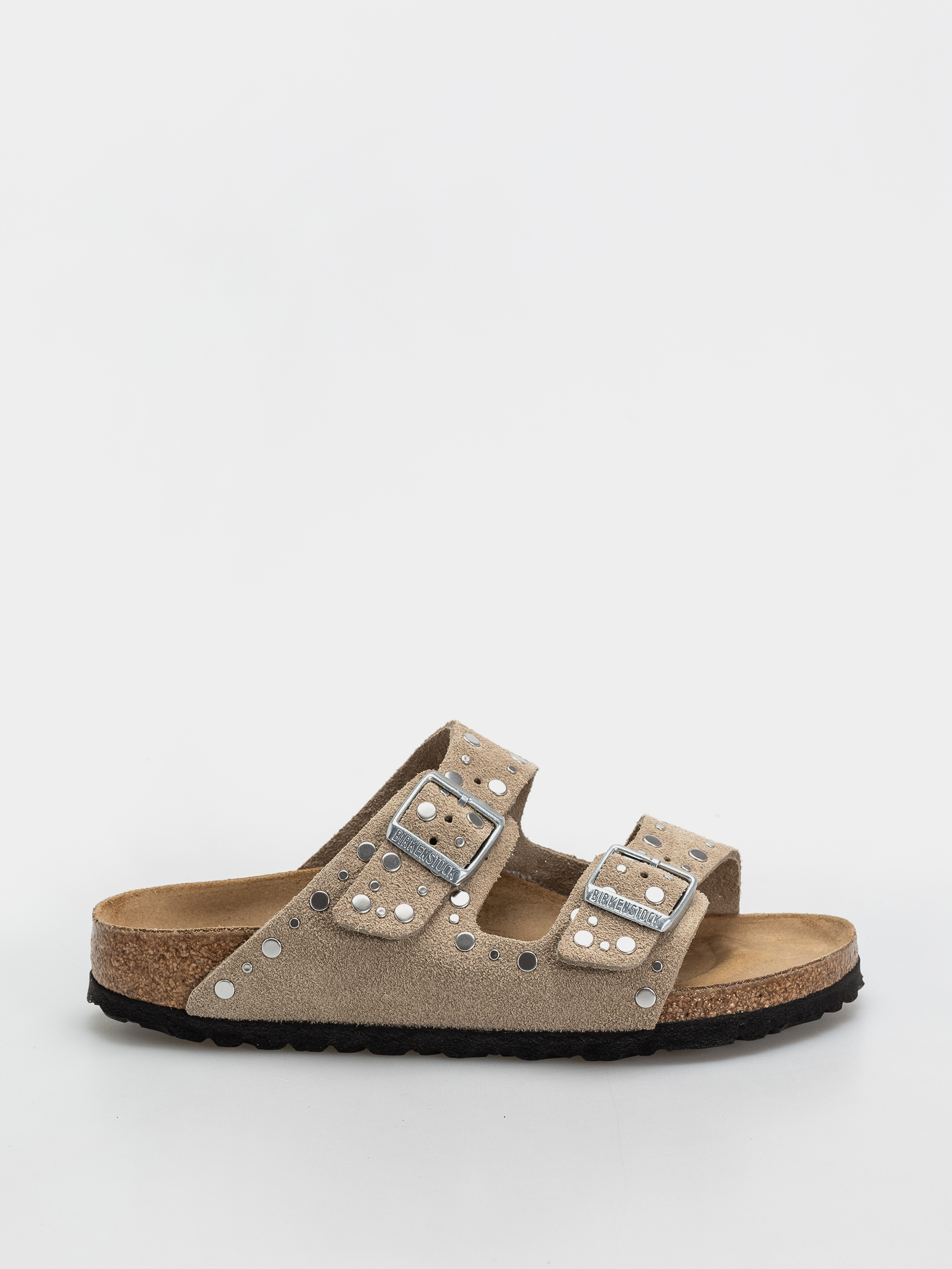 Klapki Birkenstock Arizona Rivets Suede Leather Narrow Wmn (taupe)