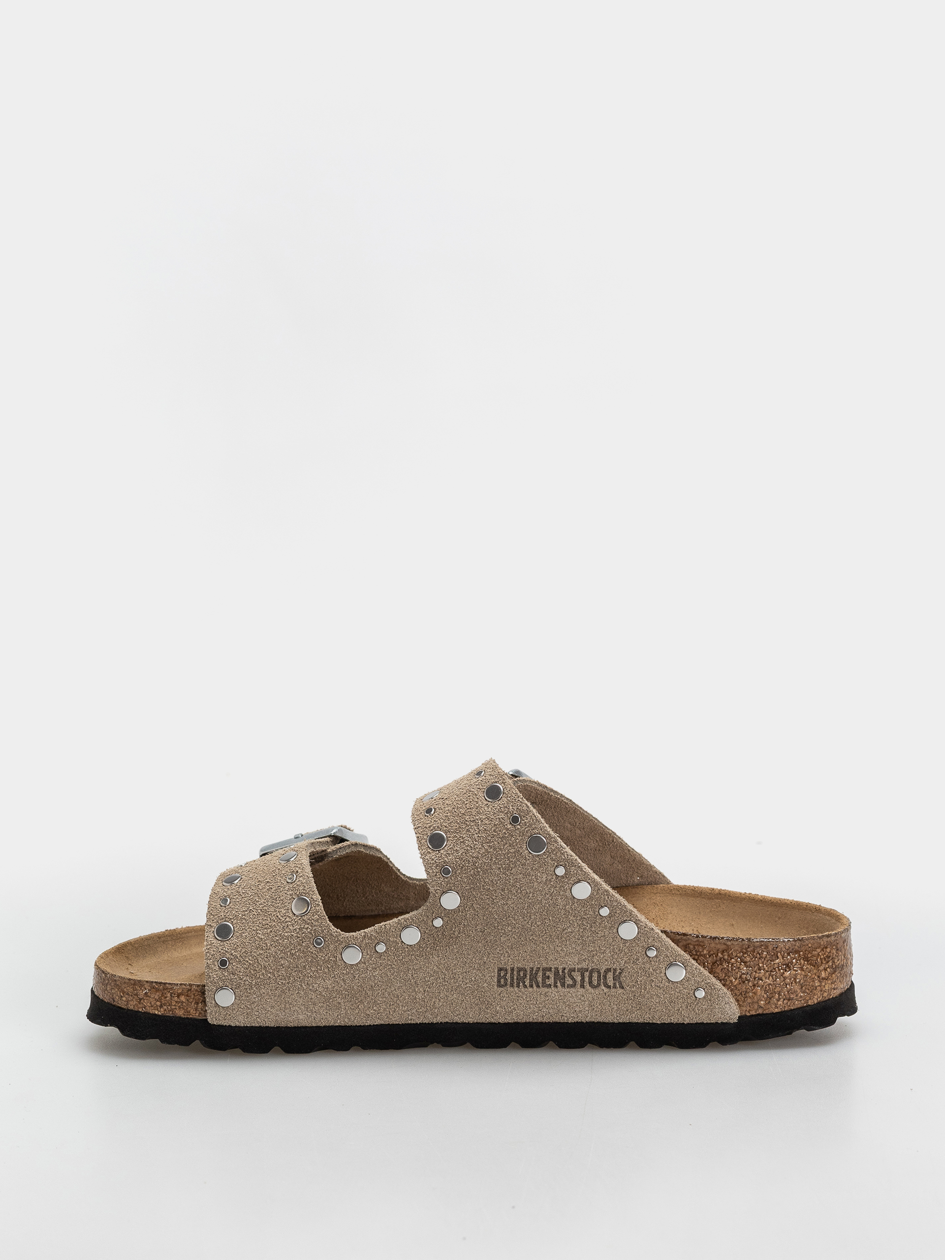 Klapki Birkenstock Arizona Rivets Suede Leather Narrow Wmn (taupe)