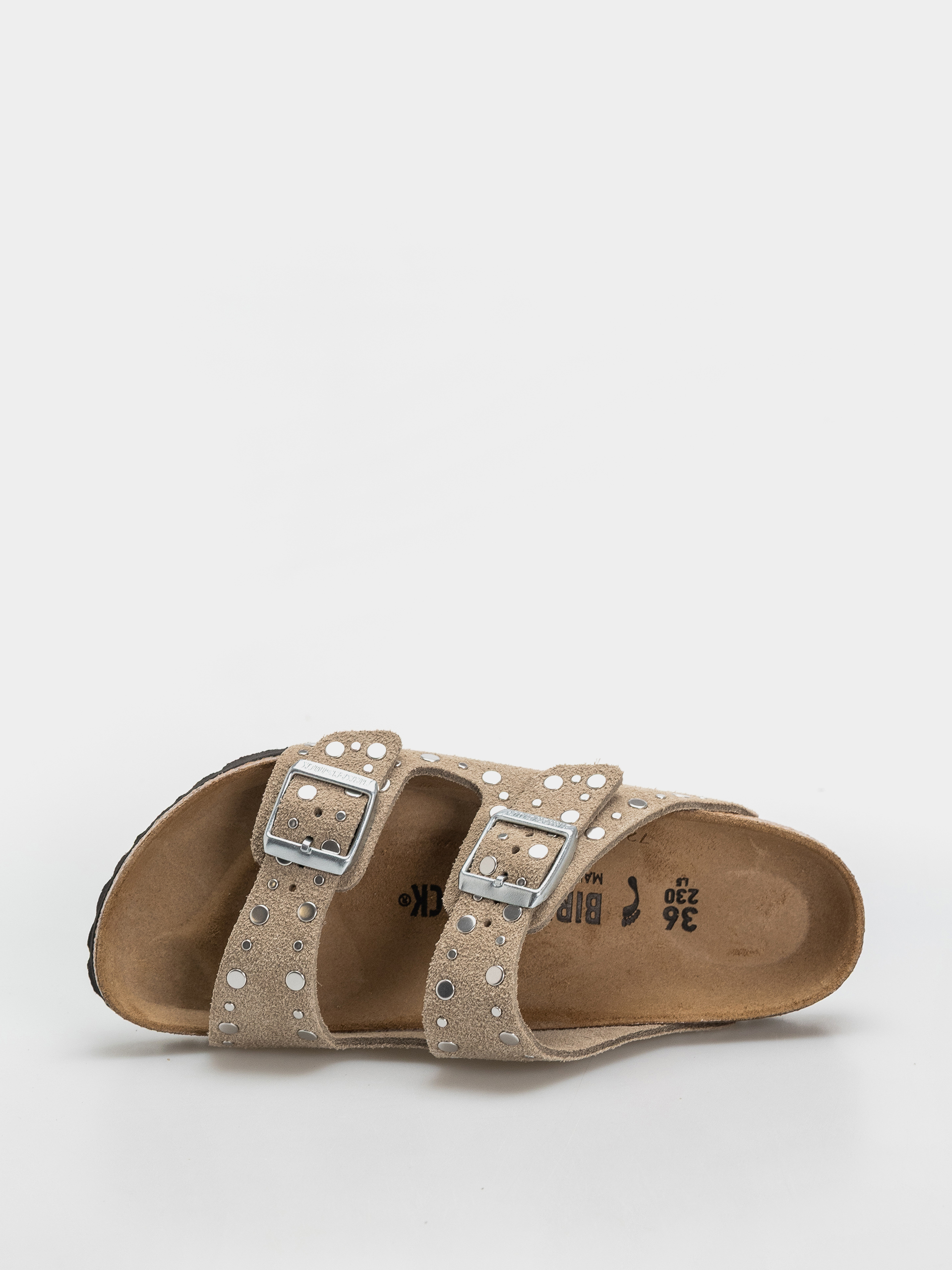Klapki Birkenstock Arizona Rivets Suede Leather Narrow Wmn (taupe)
