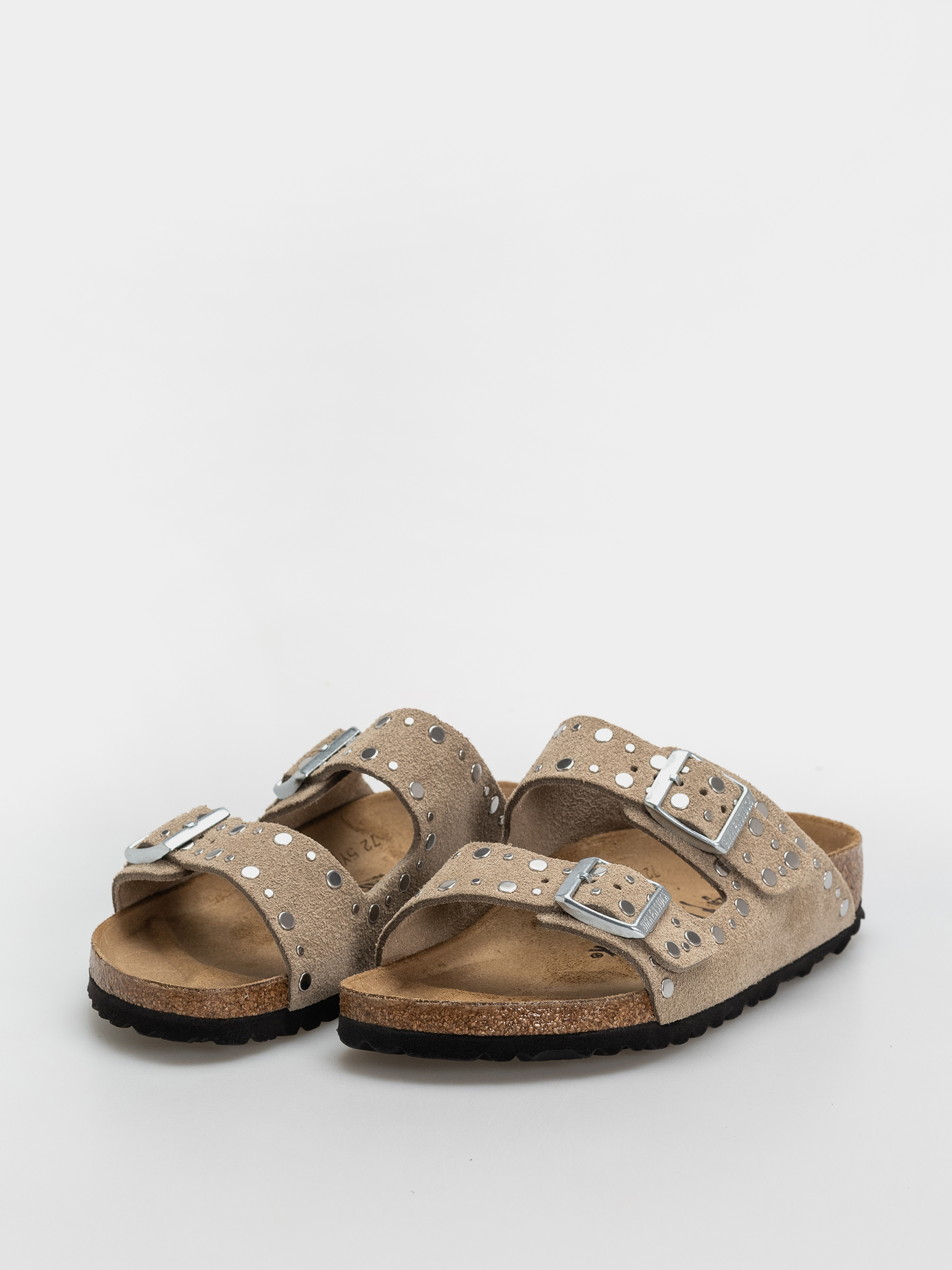 Klapki Birkenstock Arizona Rivets Suede Leather Narrow Wmn (taupe)
