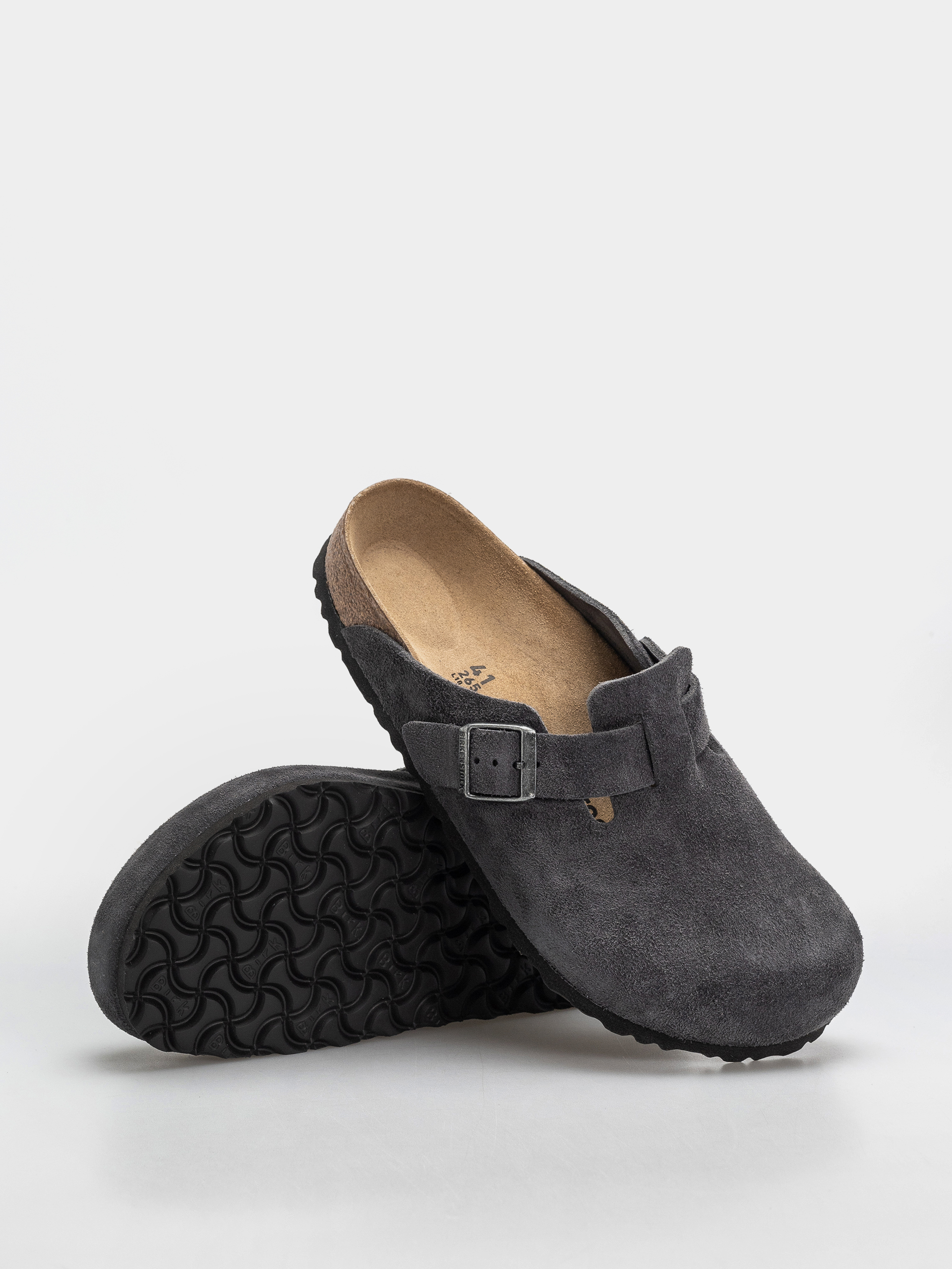 Klapki Birkenstock Boston Suede Leather Regular (charcoal)