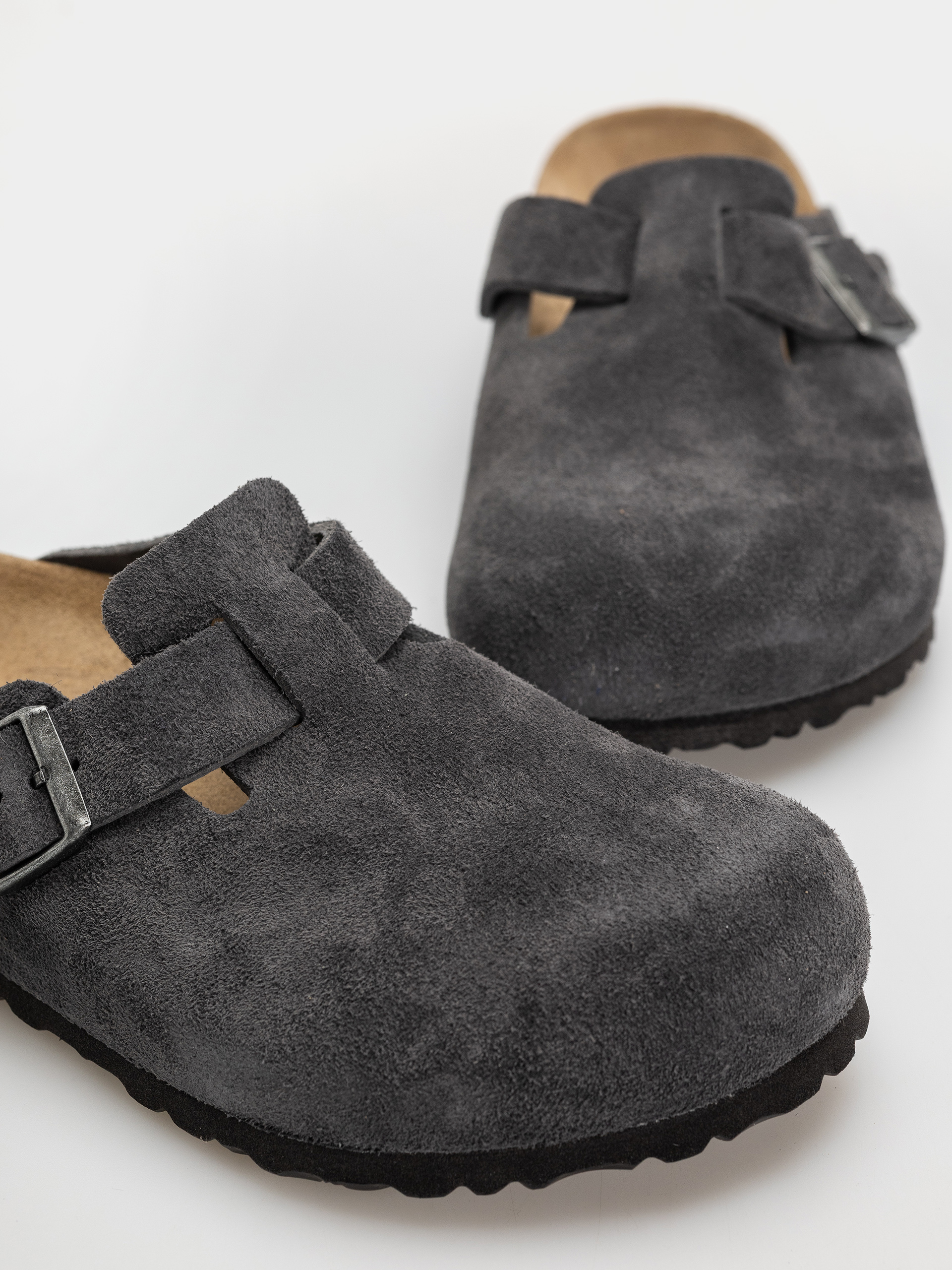 Klapki Birkenstock Boston Suede Leather Regular (charcoal)
