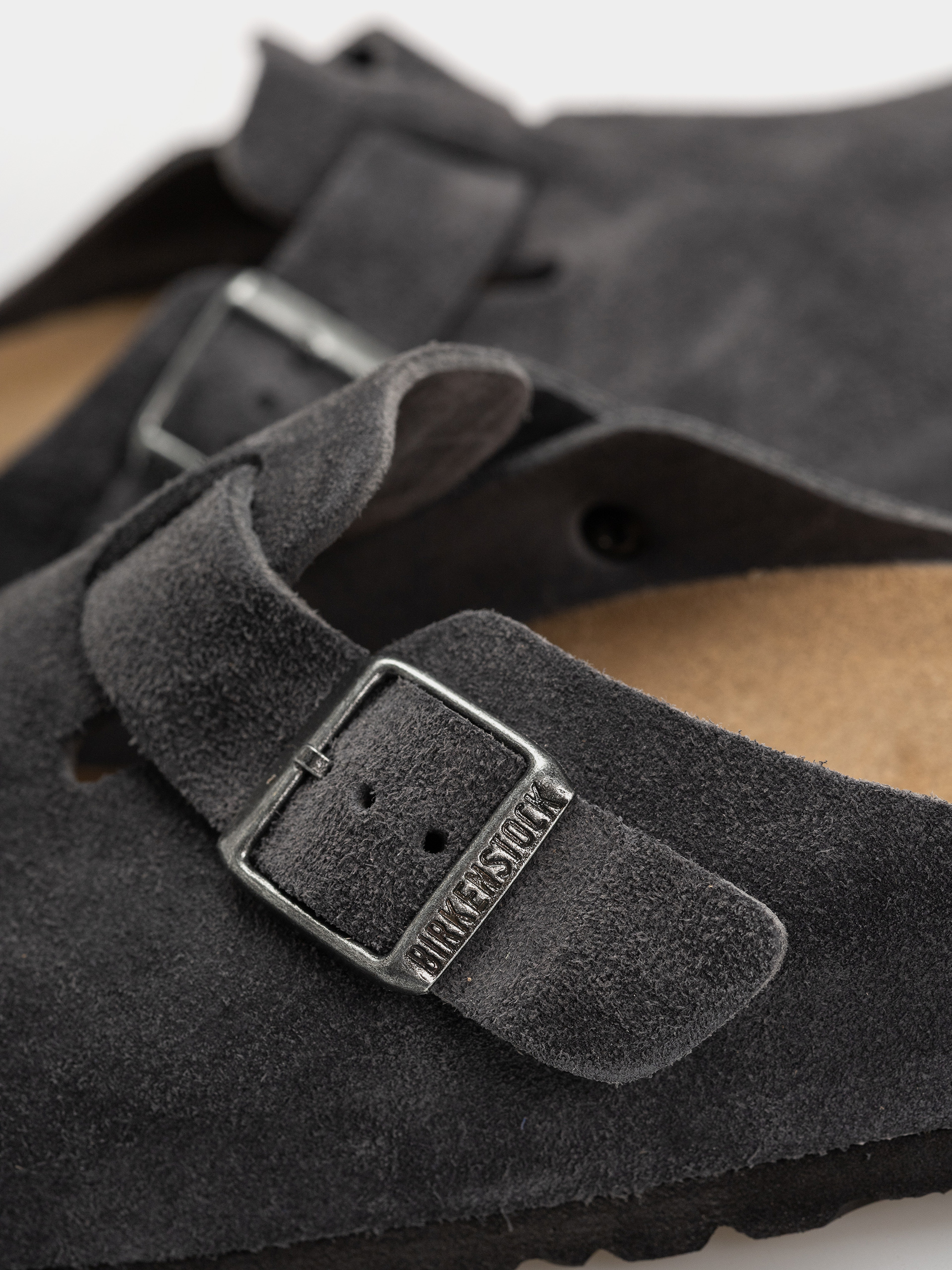 Klapki Birkenstock Boston Suede Leather Regular (charcoal)