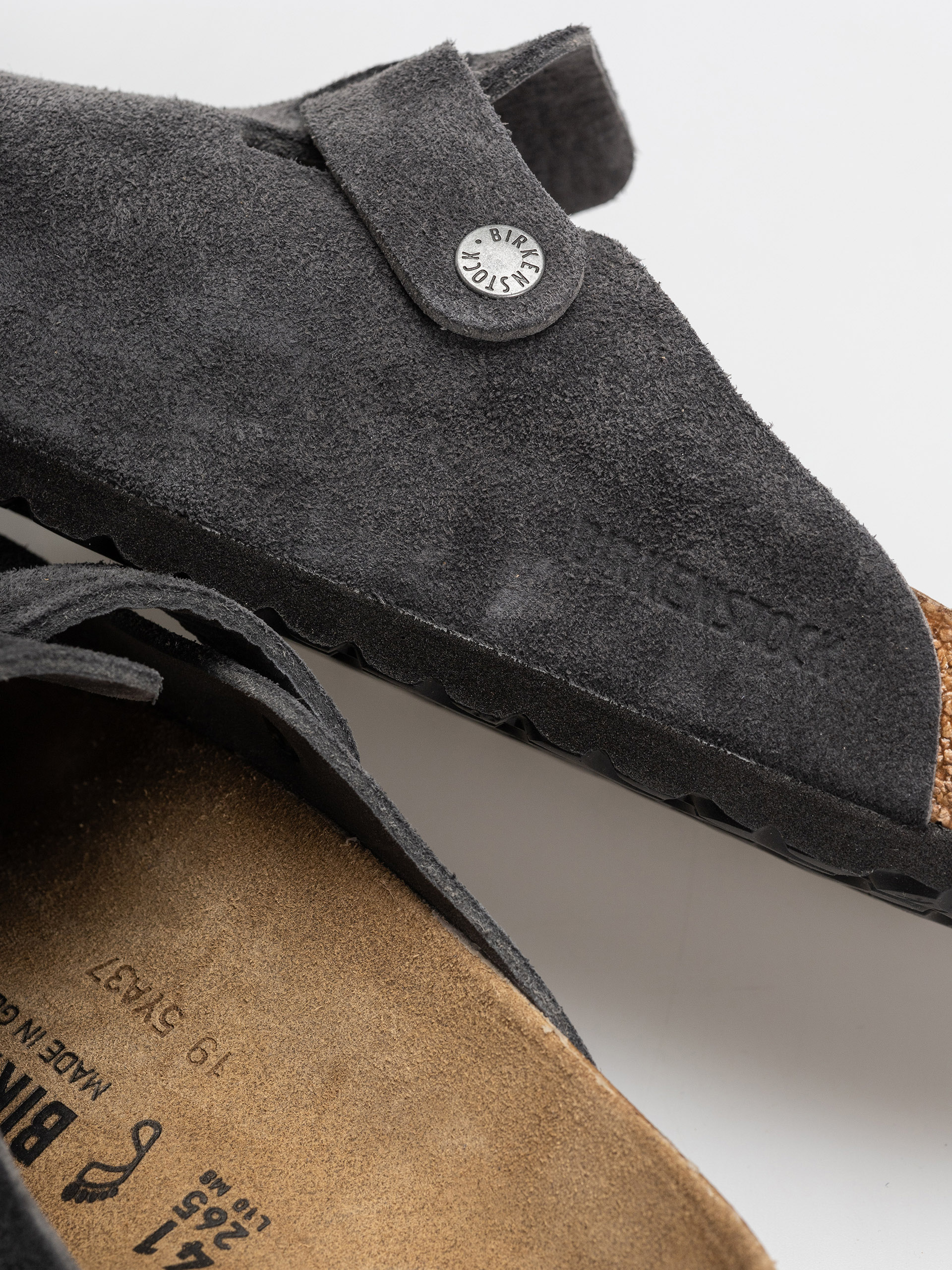 Klapki Birkenstock Boston Suede Leather Regular (charcoal)