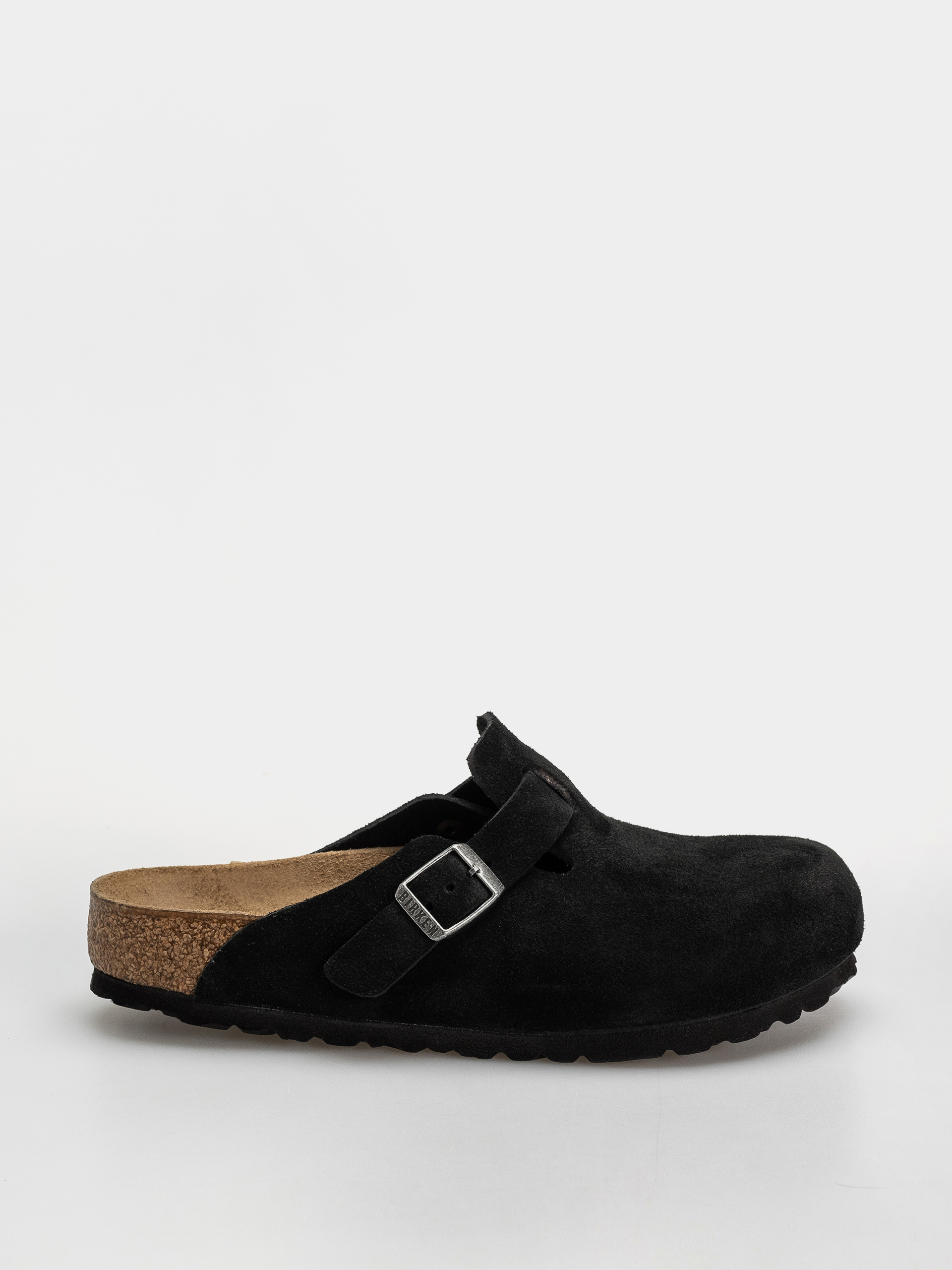 Klapki Birkenstock Boston Suede Leather Regular (black)