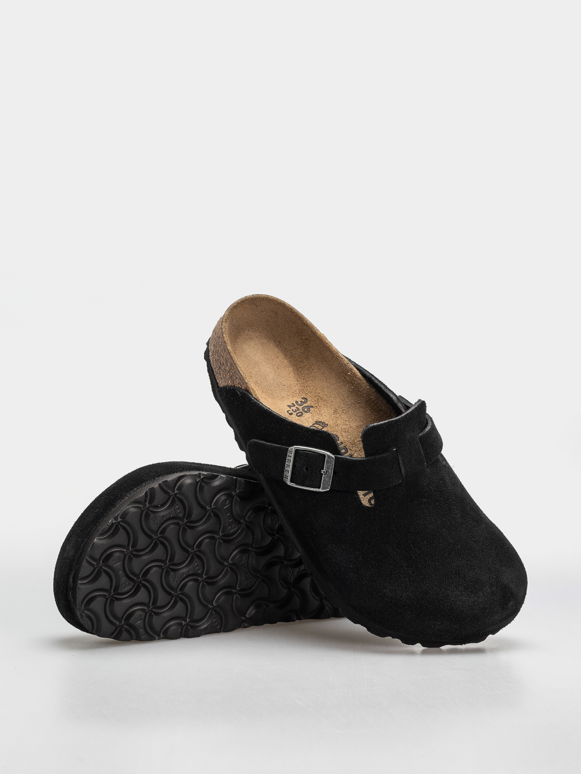 Klapki Birkenstock Boston Suede Leather Regular (black)