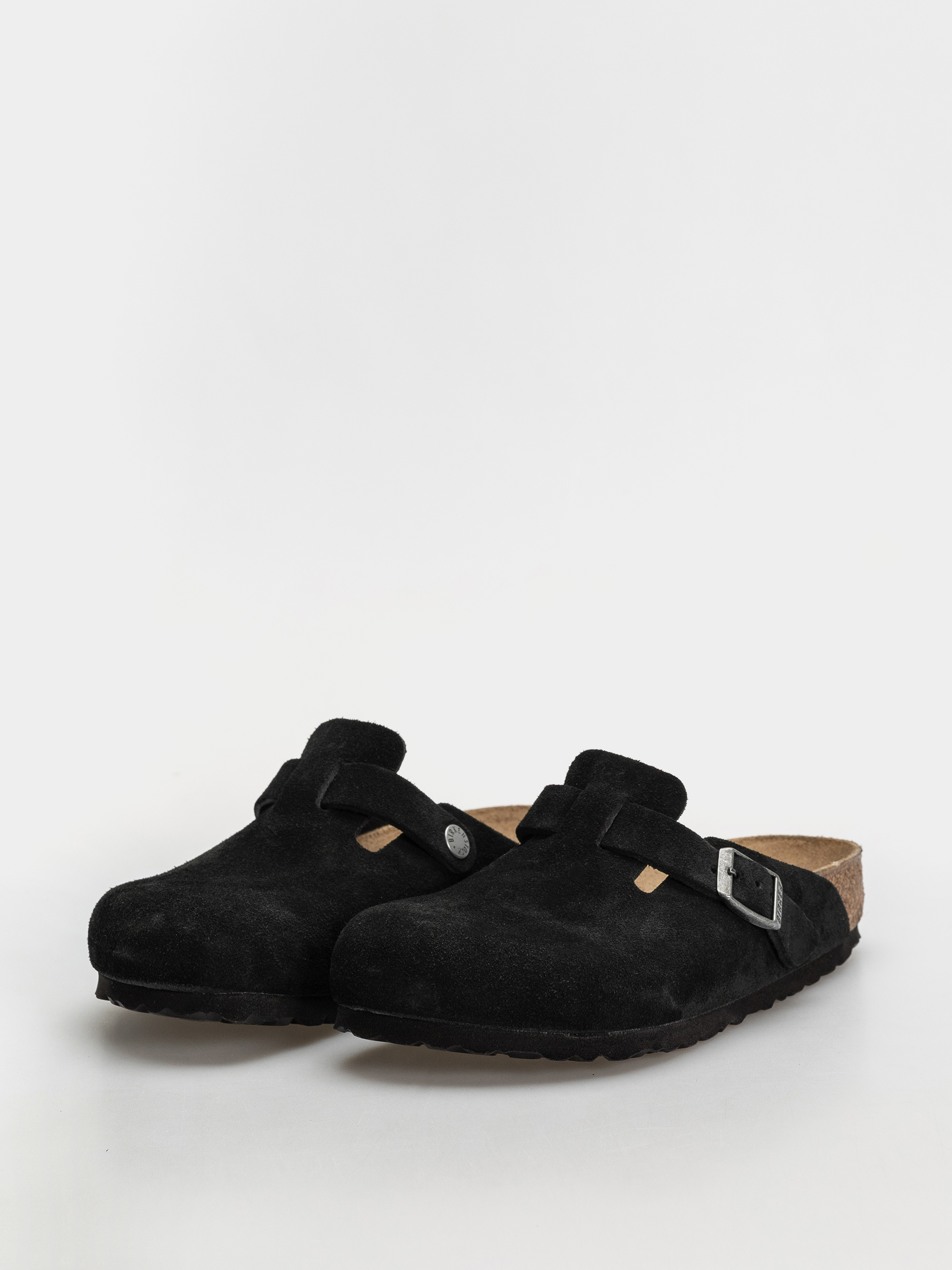 Klapki Birkenstock Boston Suede Leather Regular (black)