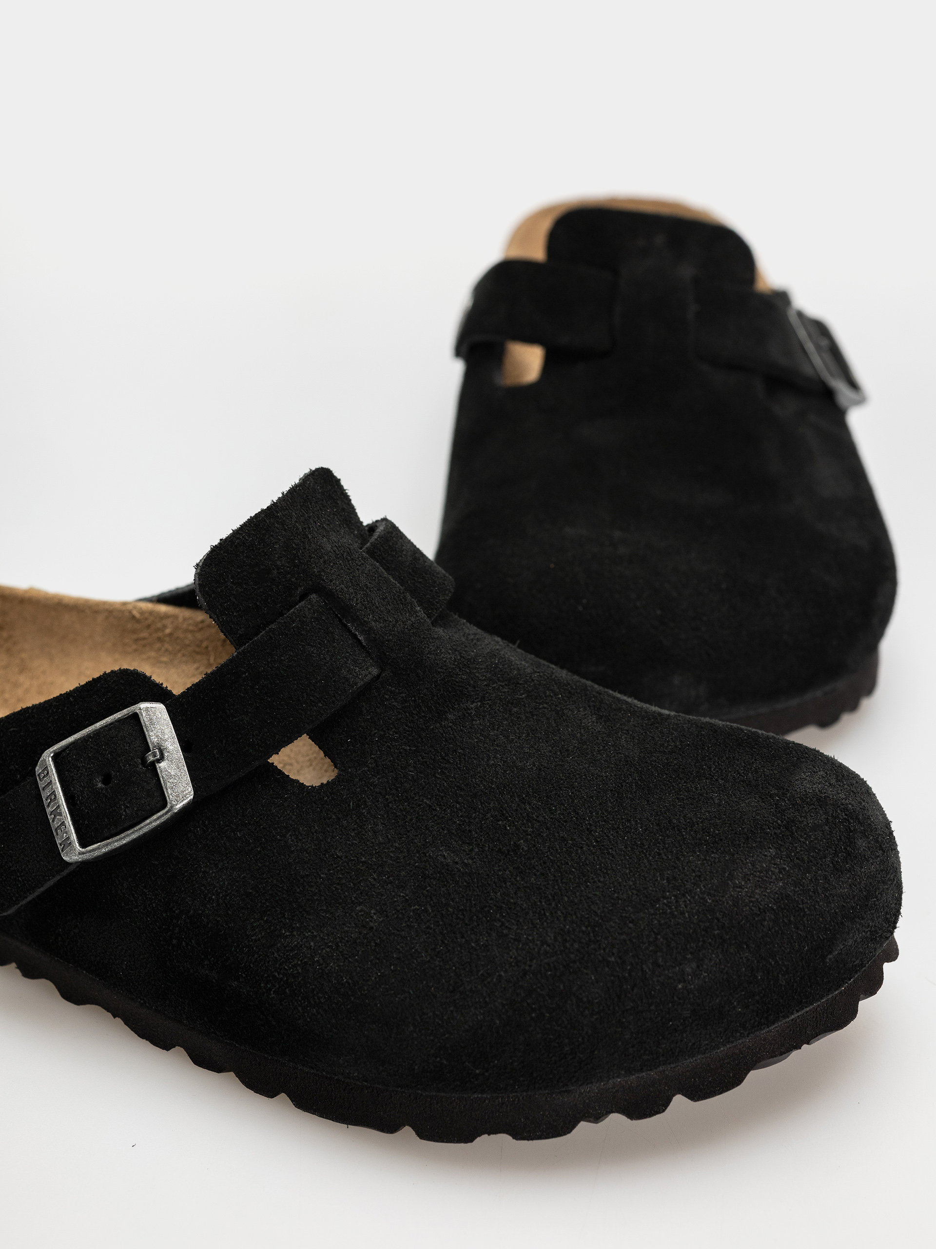 Klapki Birkenstock Boston Suede Leather Regular (black)