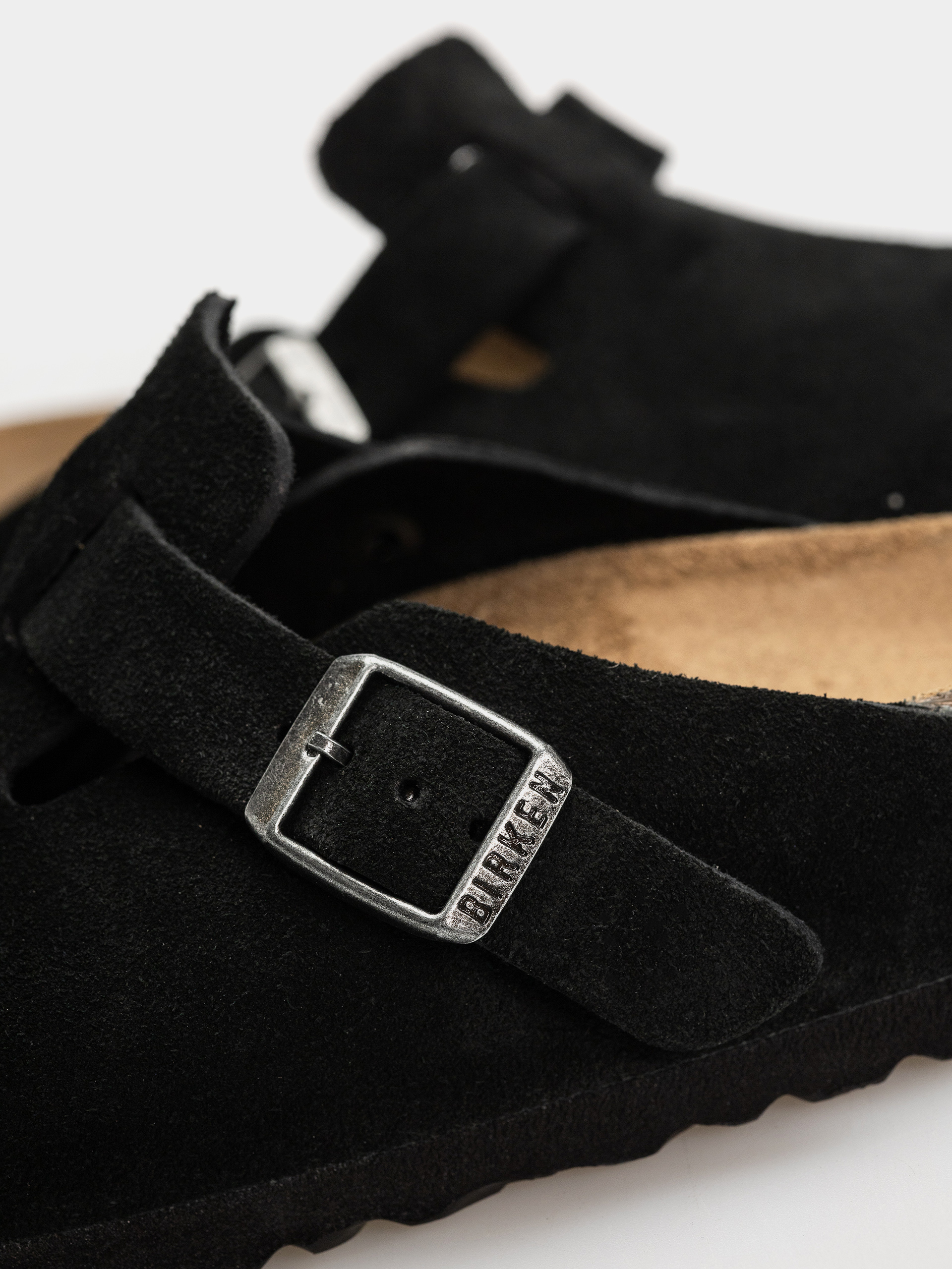 Klapki Birkenstock Boston Suede Leather Regular (black)