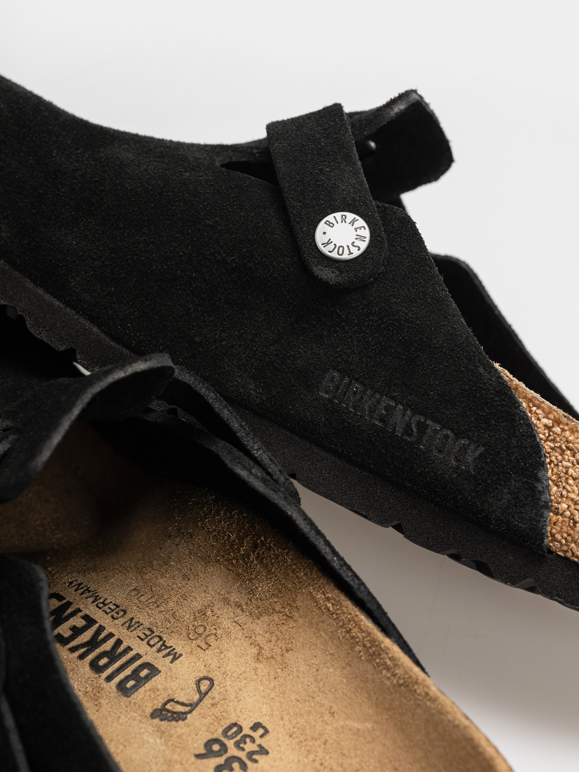 Klapki Birkenstock Boston Suede Leather Regular (black)