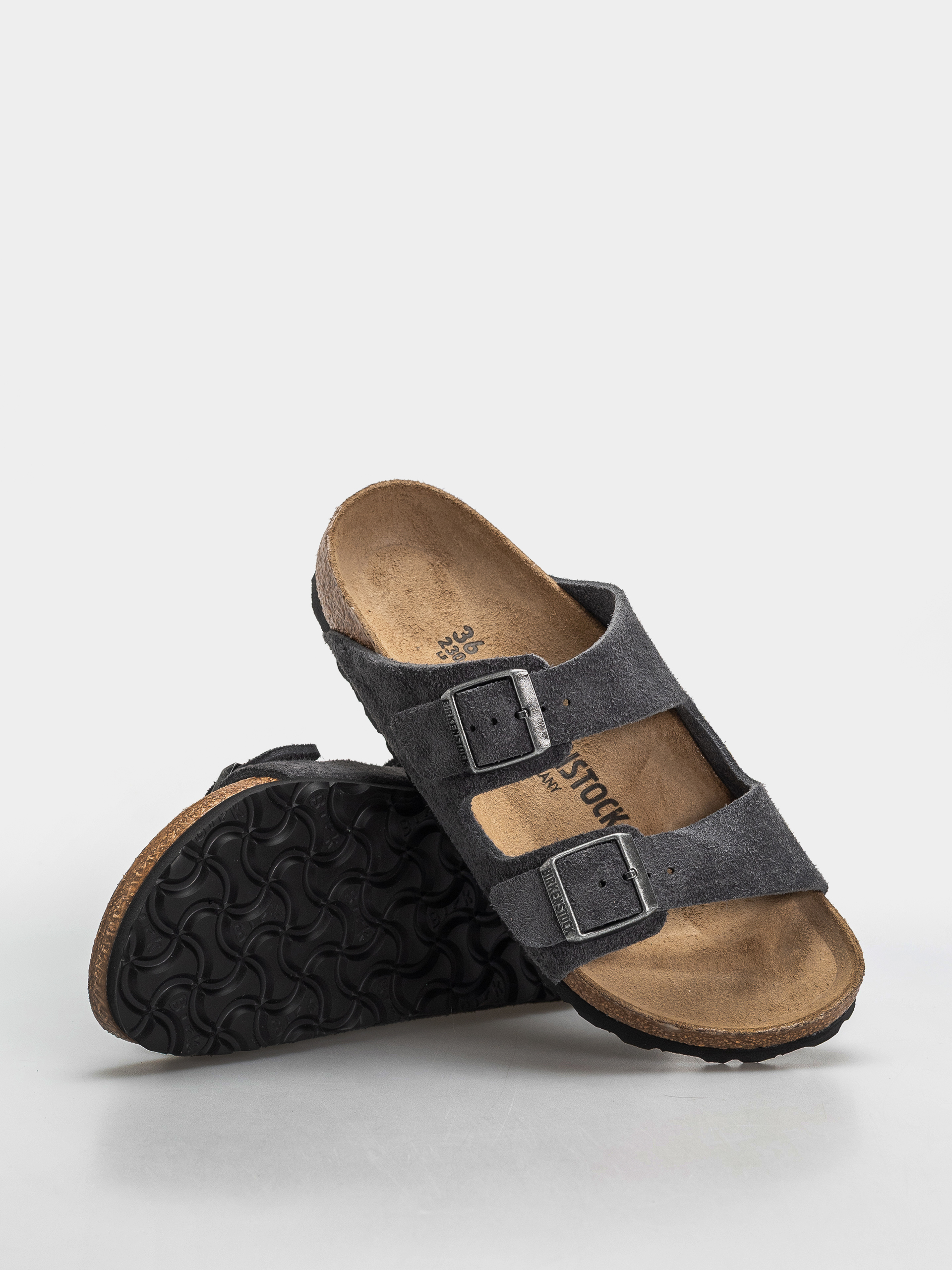 Klapki Birkenstock Arizona Suede Leather Narrow (charcoal)