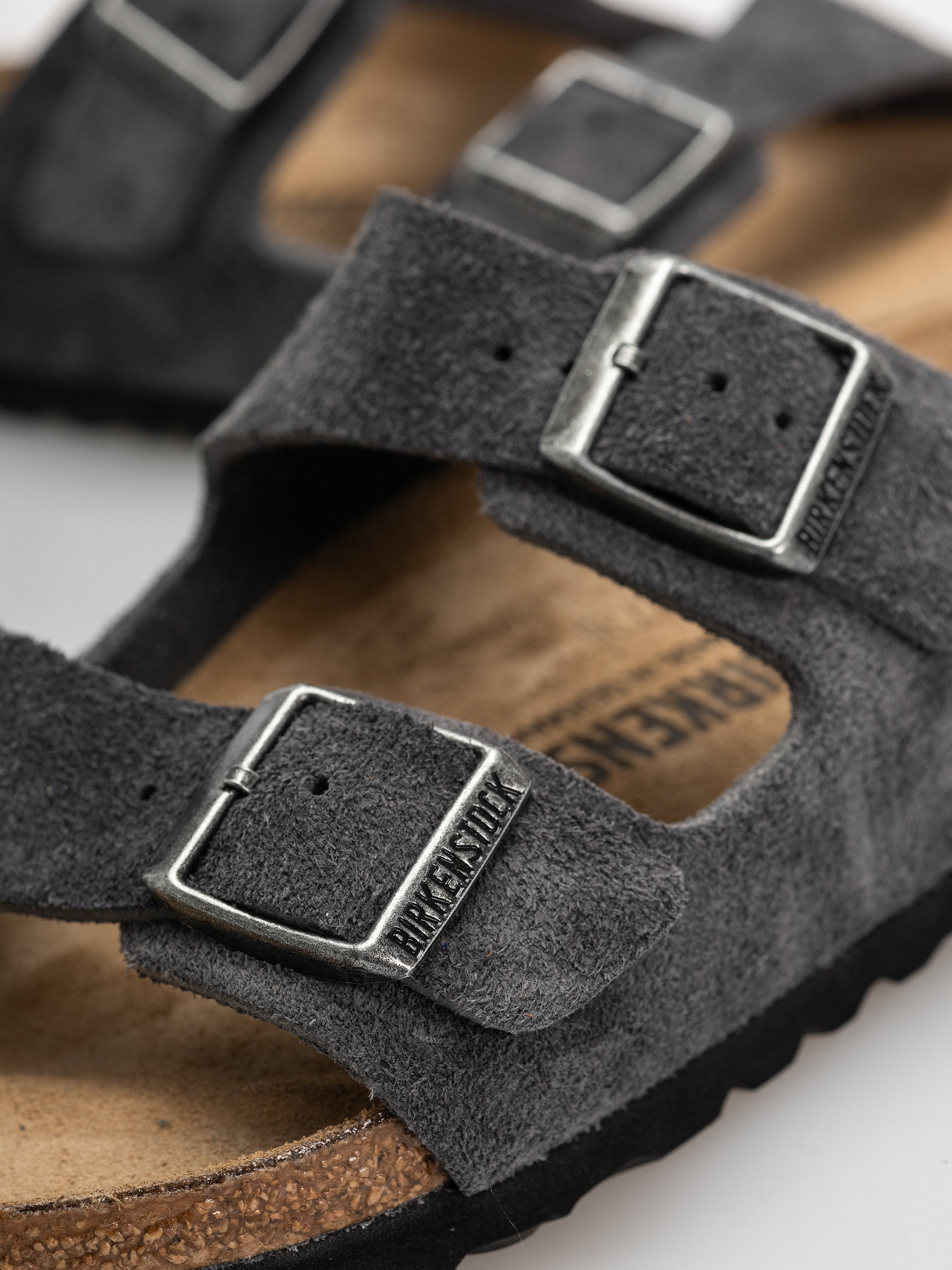 Klapki Birkenstock Arizona Suede Leather Narrow (charcoal)
