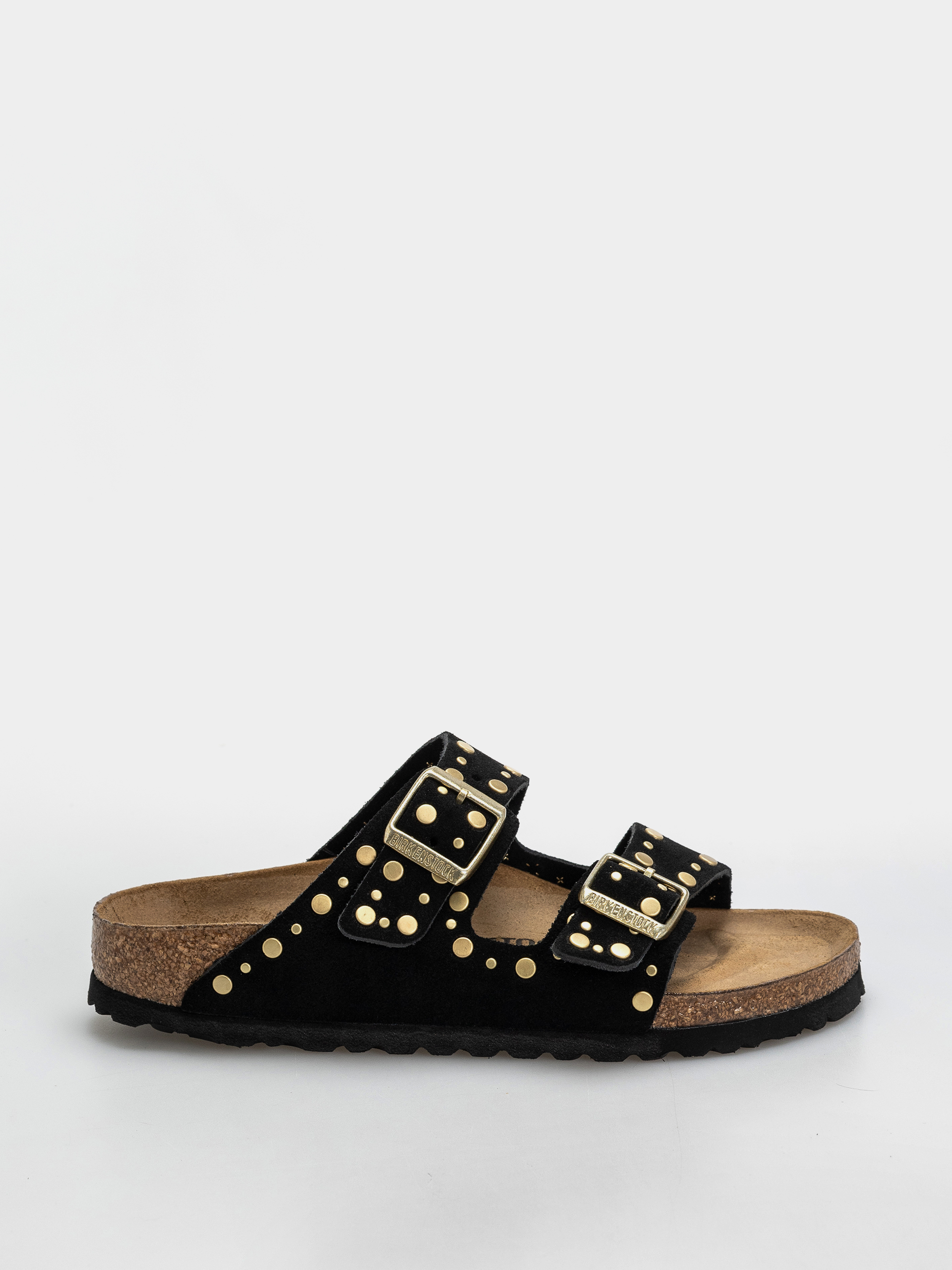 Klapki Birkenstock Arizona Rivets Suede Leather Narrow Wmn (black)