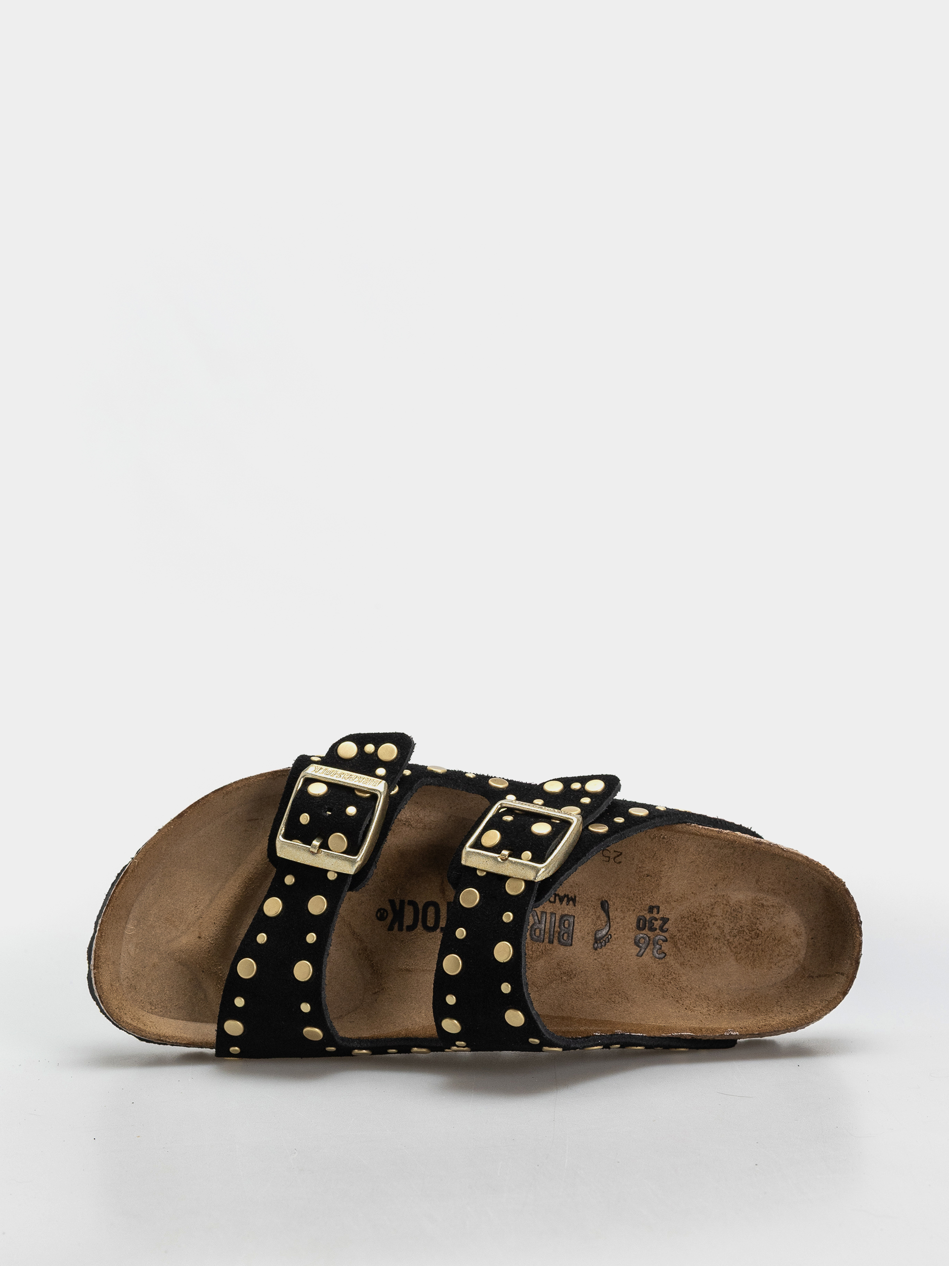 Klapki Birkenstock Arizona Rivets Suede Leather Narrow Wmn (black)