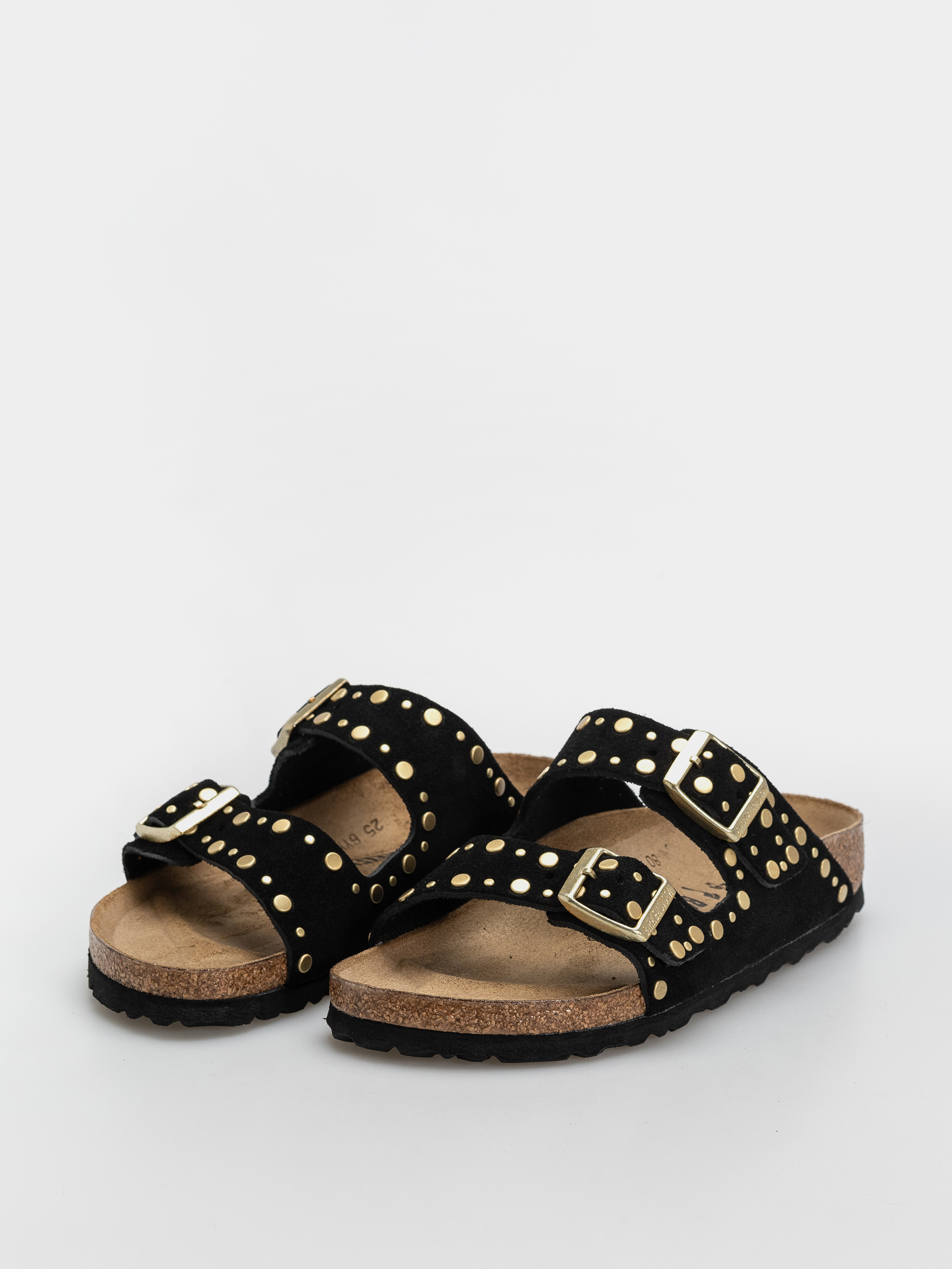 Klapki Birkenstock Arizona Rivets Suede Leather Narrow Wmn (black)