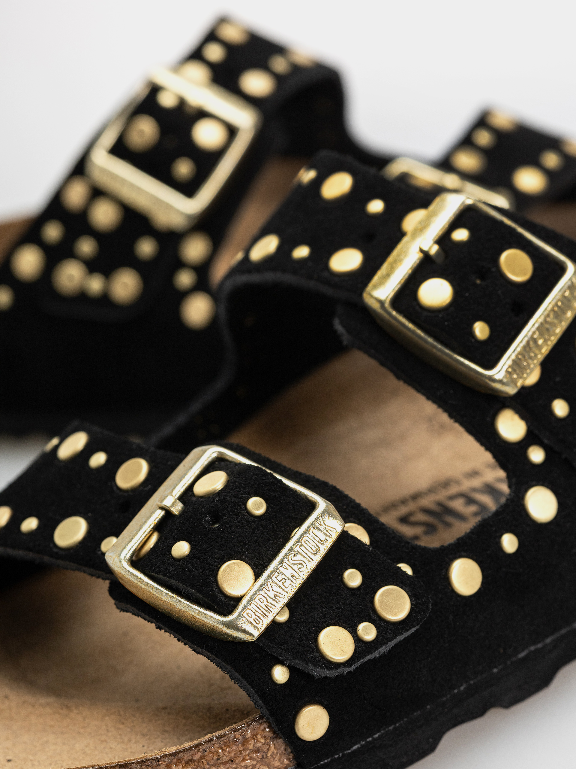Klapki Birkenstock Arizona Rivets Suede Leather Narrow Wmn (black)