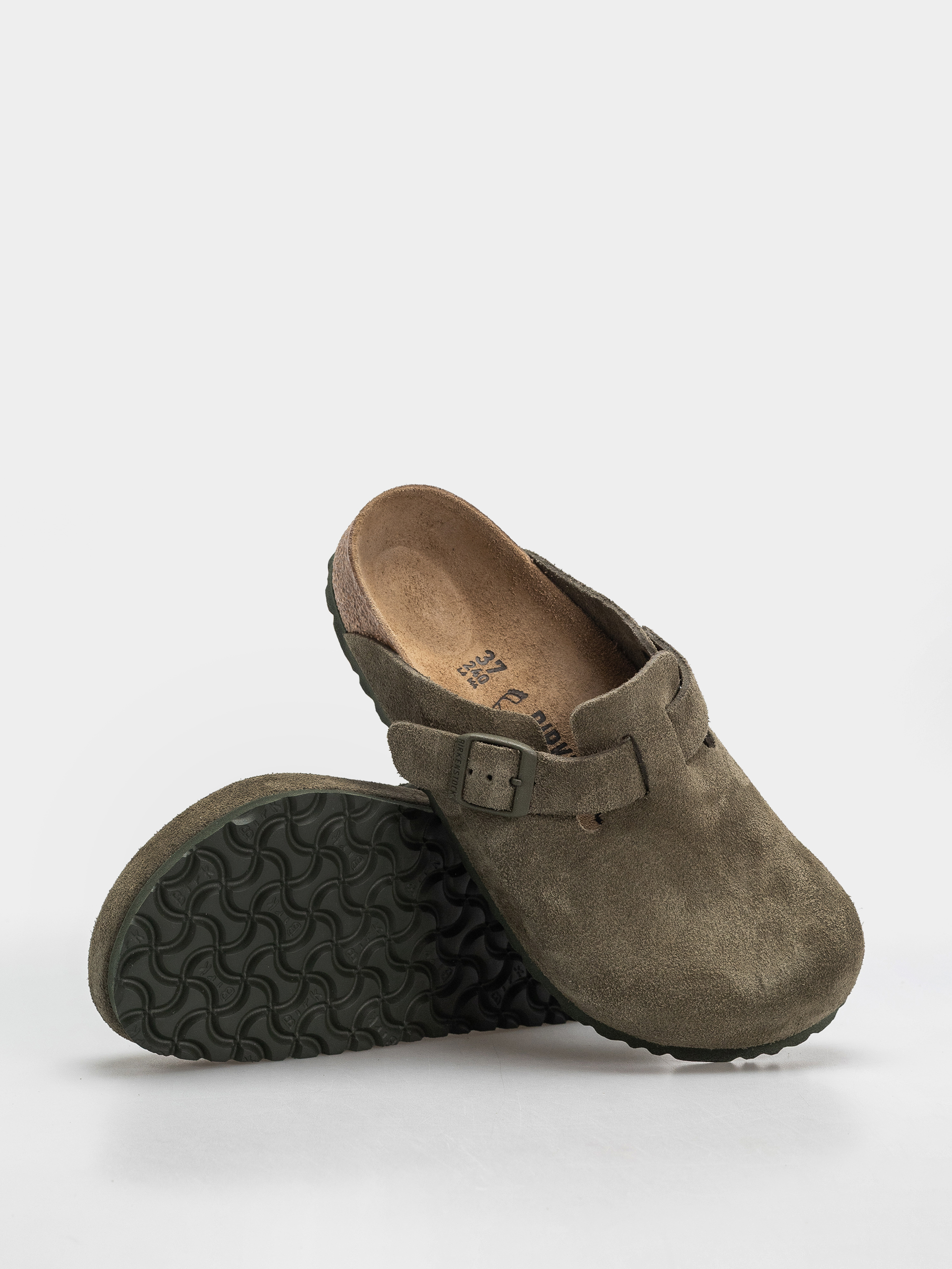Klapki Birkenstock Boston Suede Leather Regular (thyme)