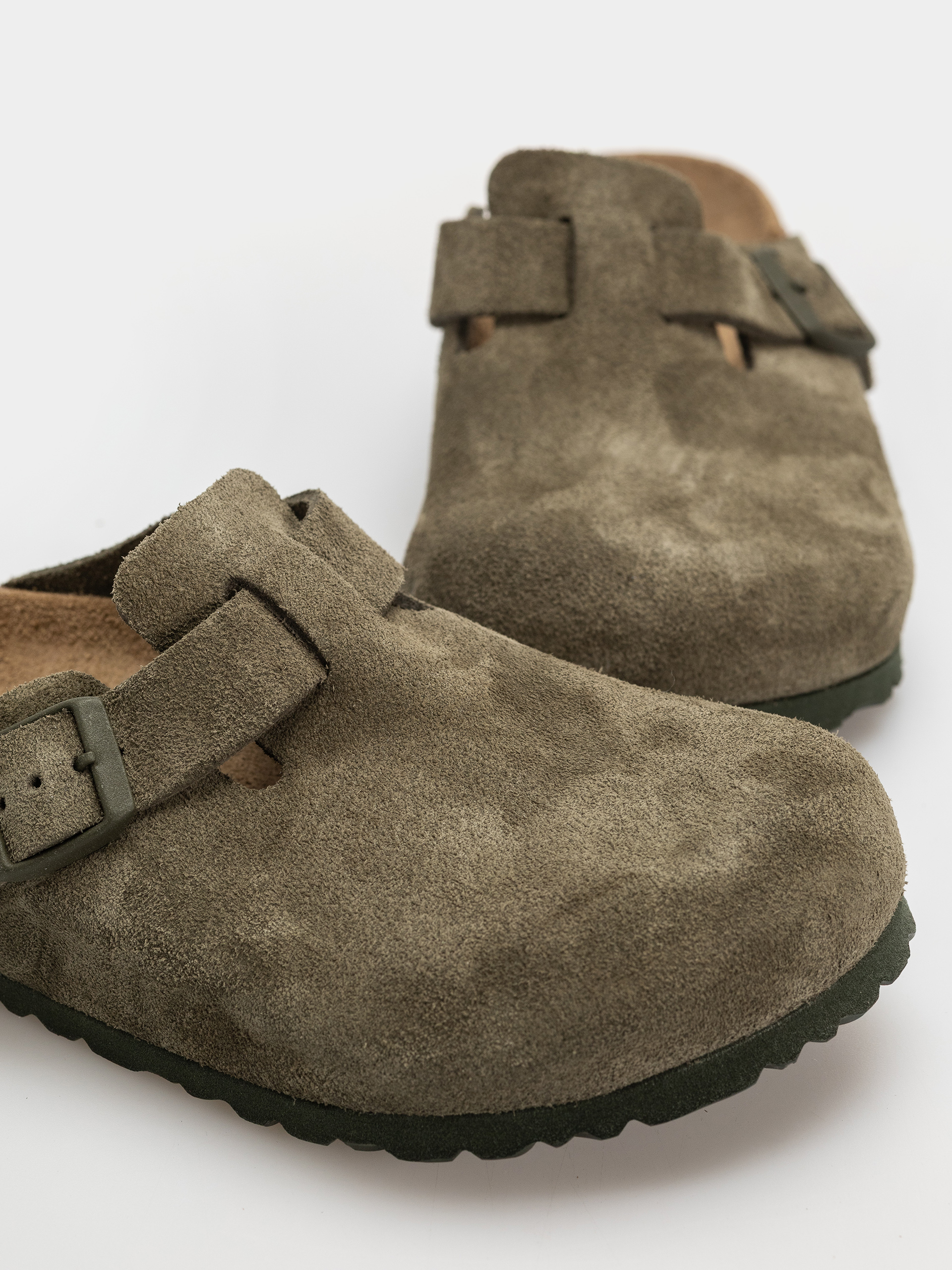 Klapki Birkenstock Boston Suede Leather Regular (thyme)
