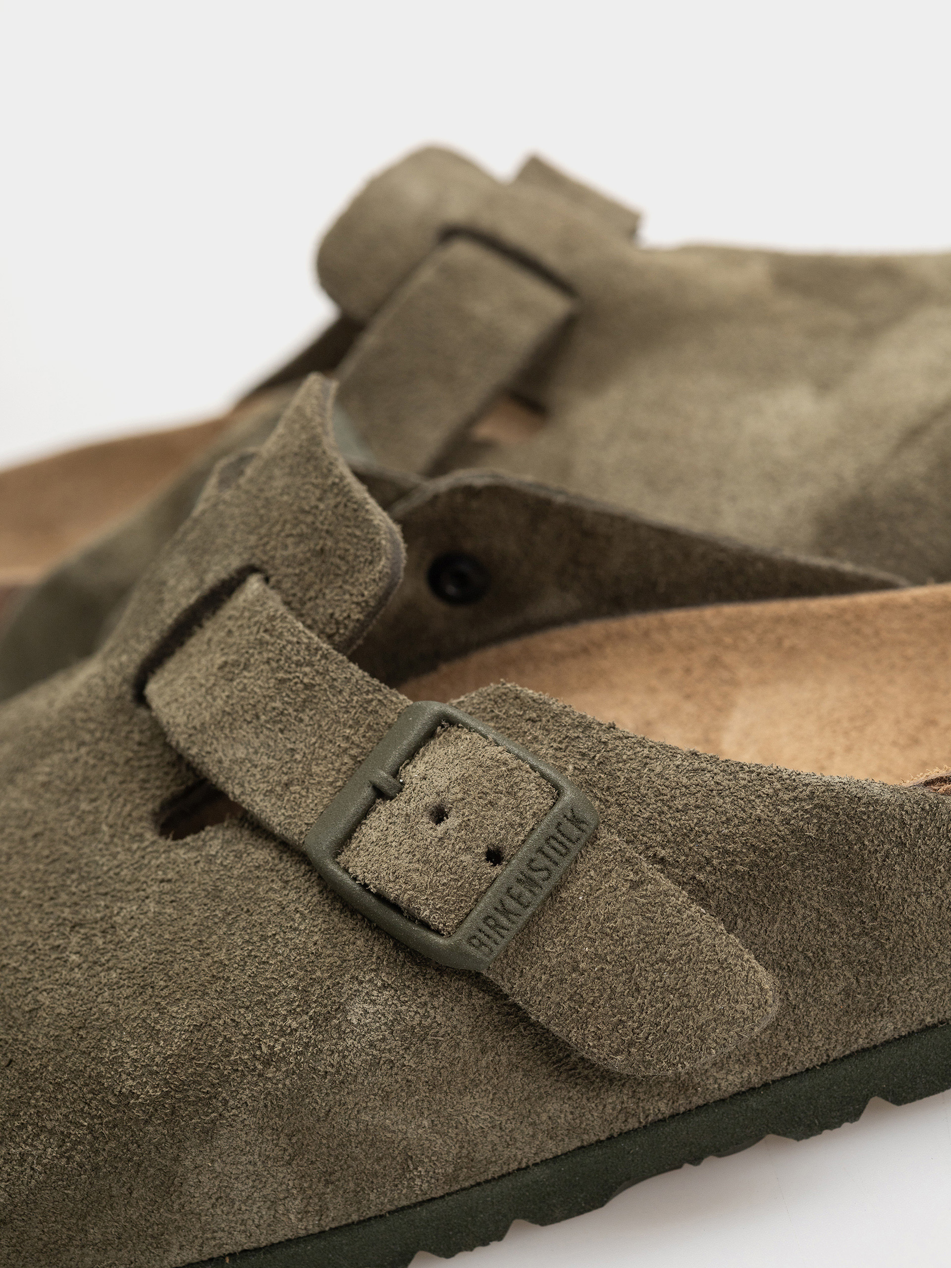 Klapki Birkenstock Boston Suede Leather Regular (thyme)