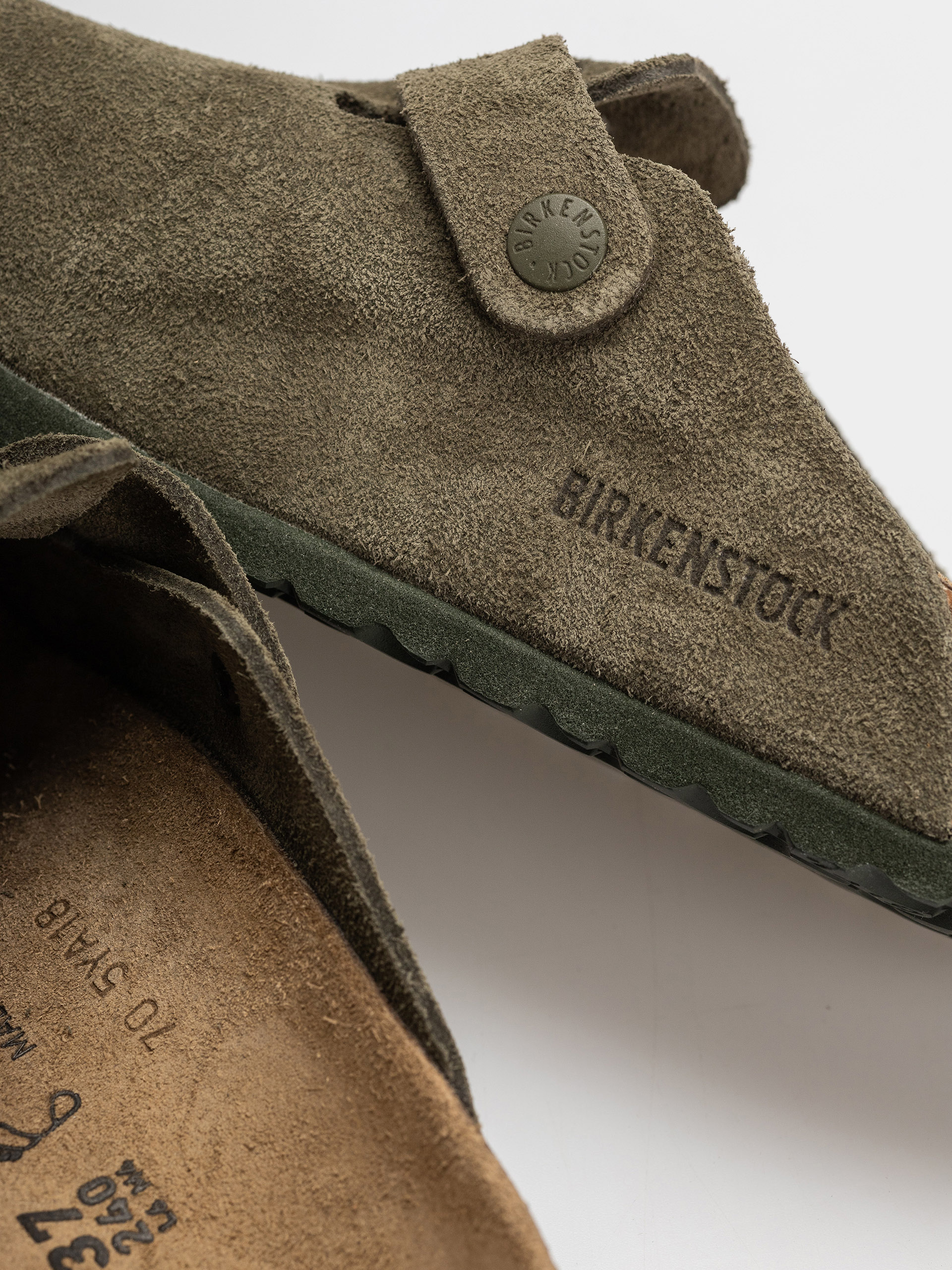 Klapki Birkenstock Boston Suede Leather Regular (thyme)
