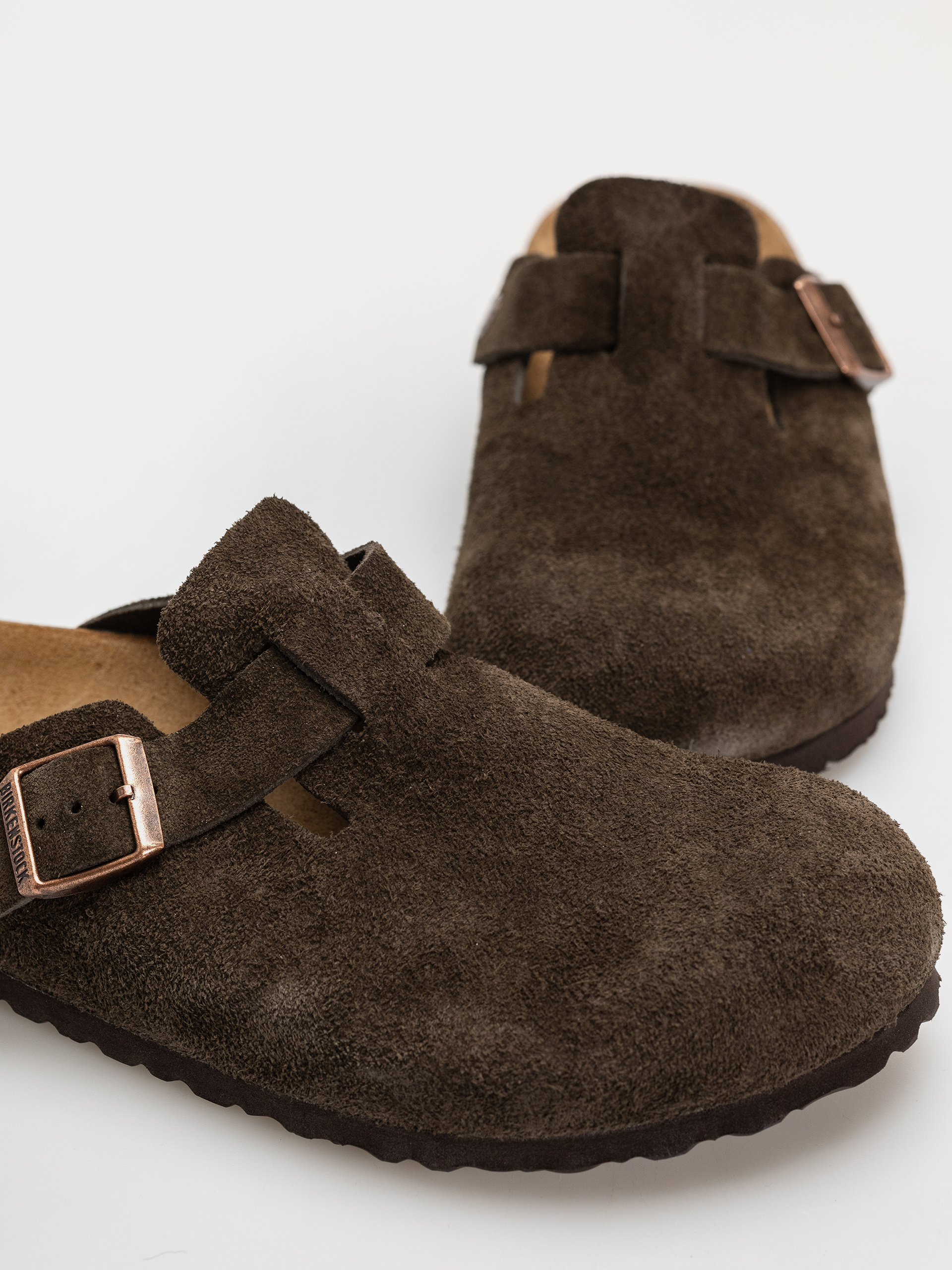 Klapki Birkenstock Boston Suede Leather Narrow (mocca)