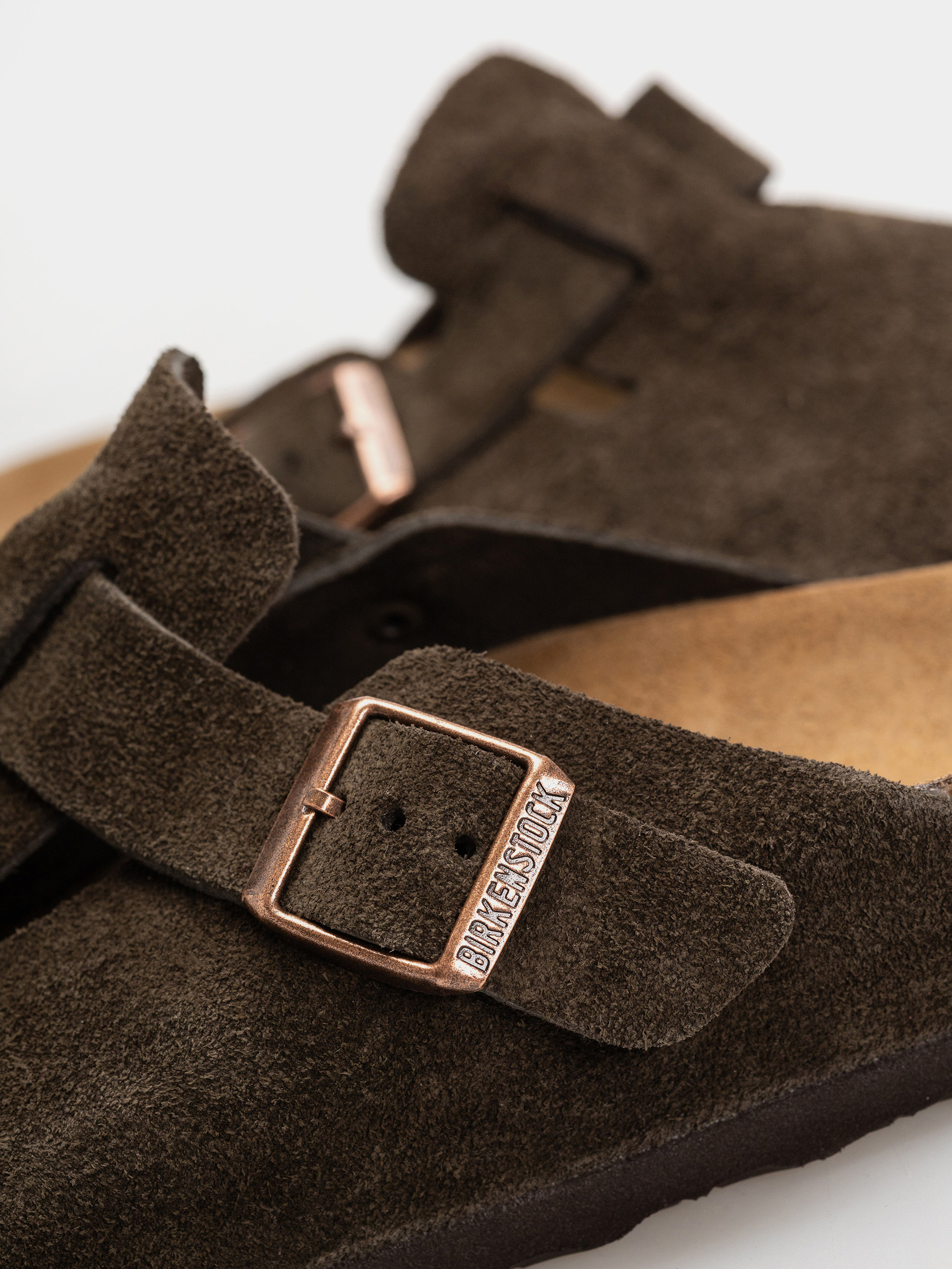 Klapki Birkenstock Boston Suede Leather Narrow (mocca)