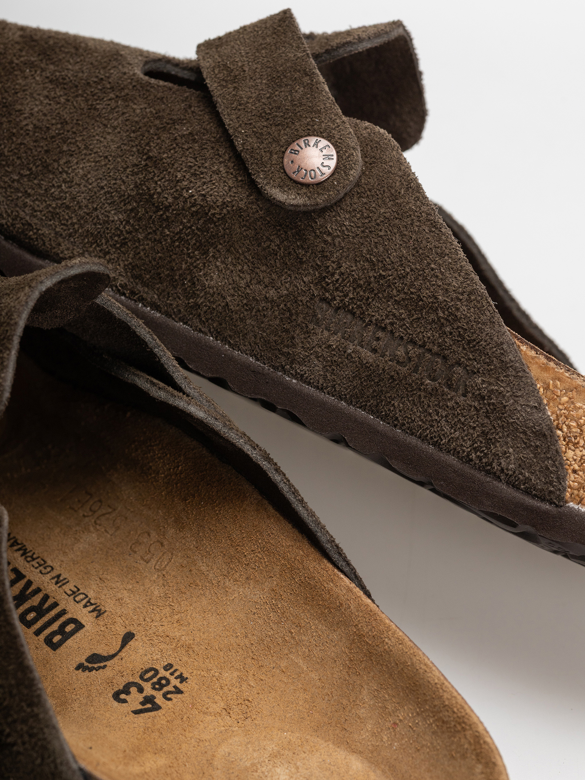 Klapki Birkenstock Boston Suede Leather Narrow (mocca)