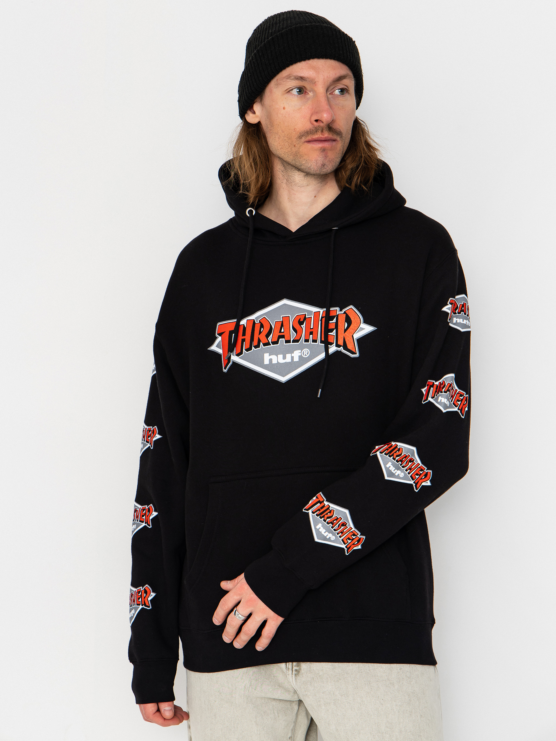 Bluza z kapturem HUF X Thrasher Logo HD (black)