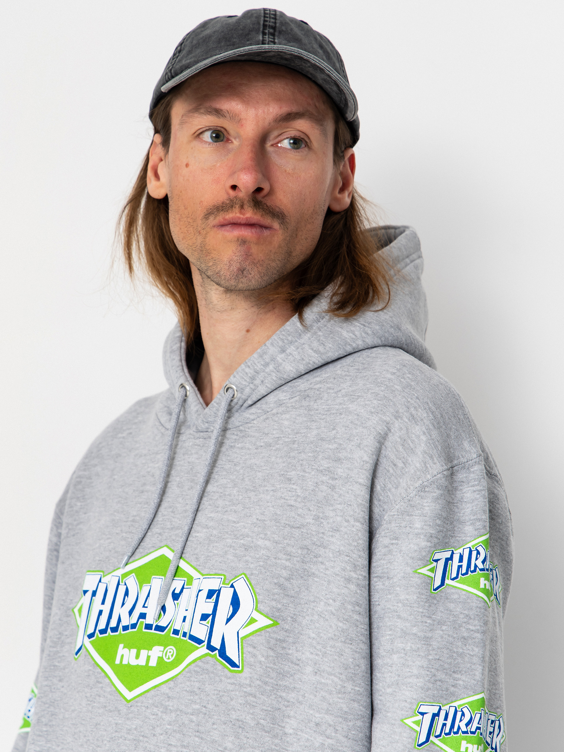 Bluza z kapturem HUF X Thrasher Logo HD (heather grey)