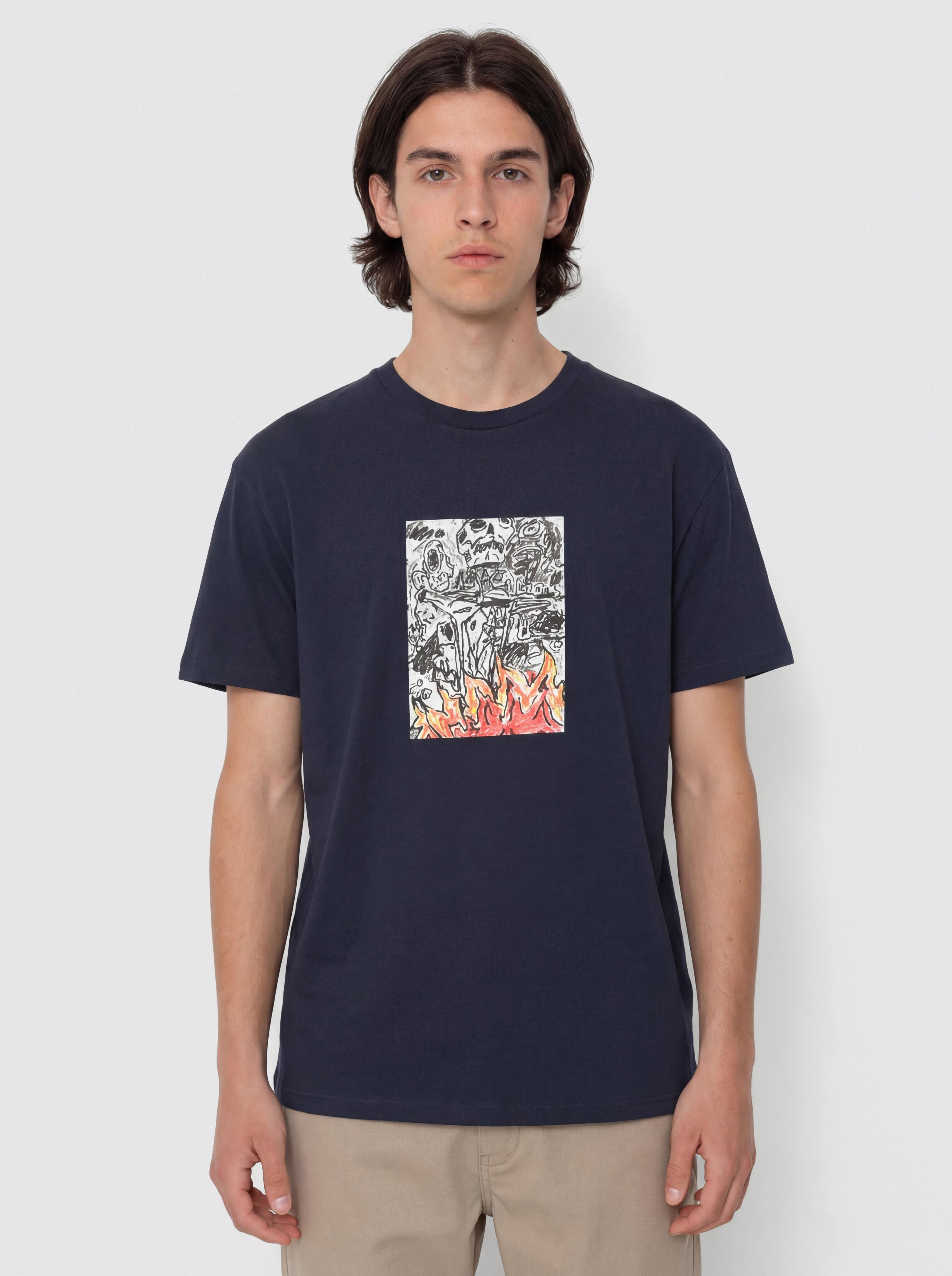 T-shirt Poetic Collective Burning Skull (navy)