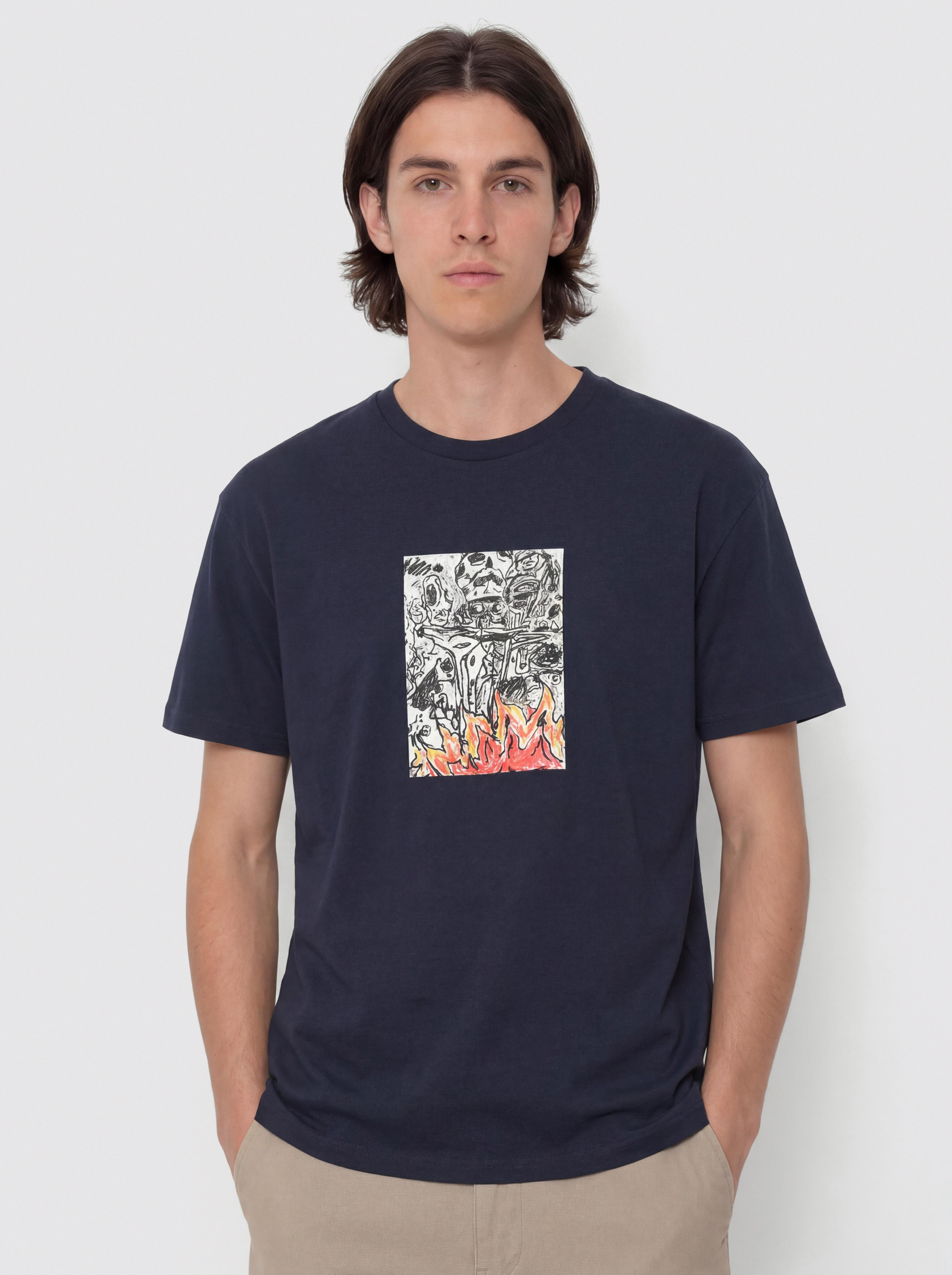T-shirt Poetic Collective Burning Skull (navy)