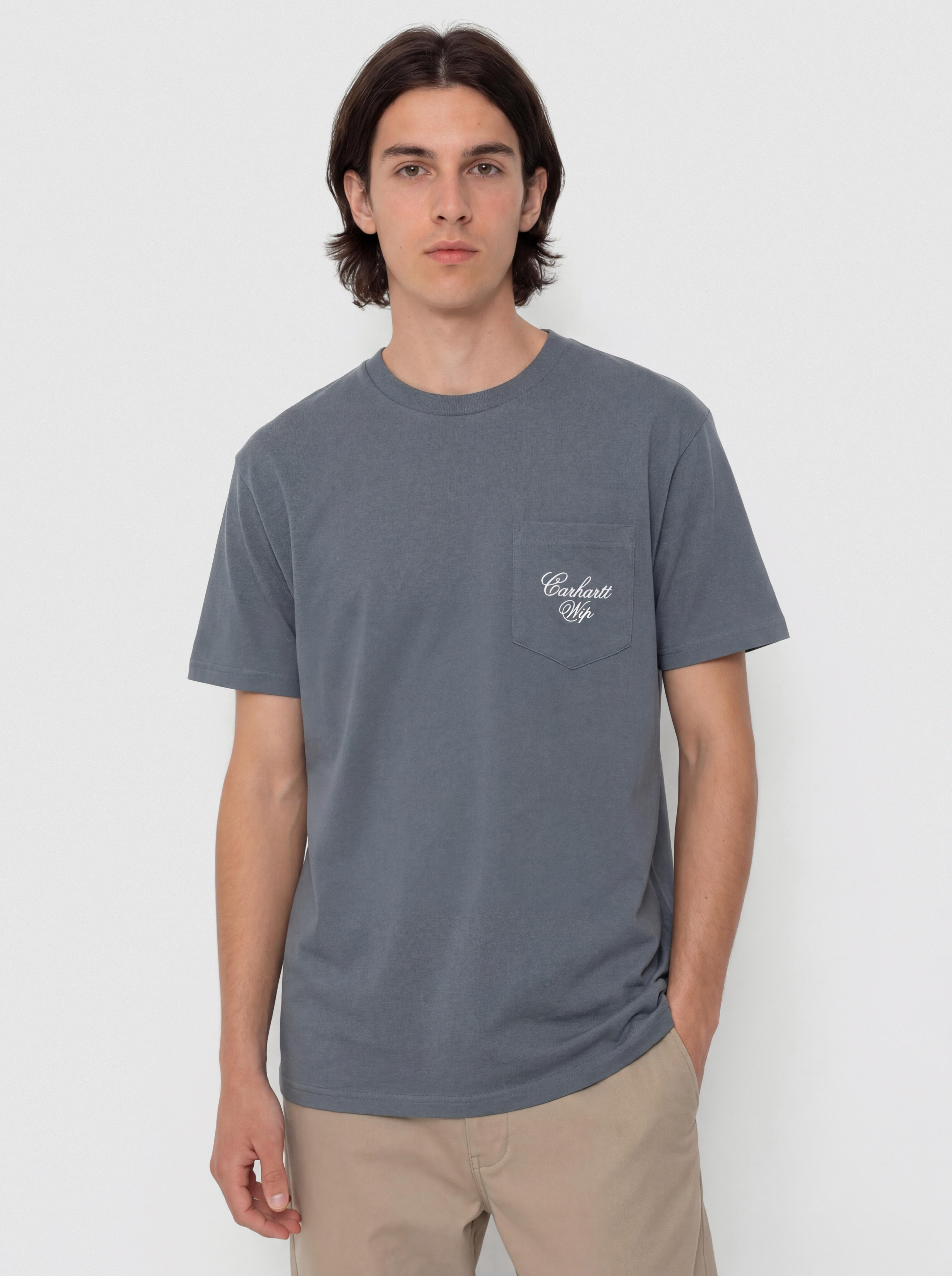 T-shirt Carhartt WIP Longhand Pocket (cozy blue/white)
