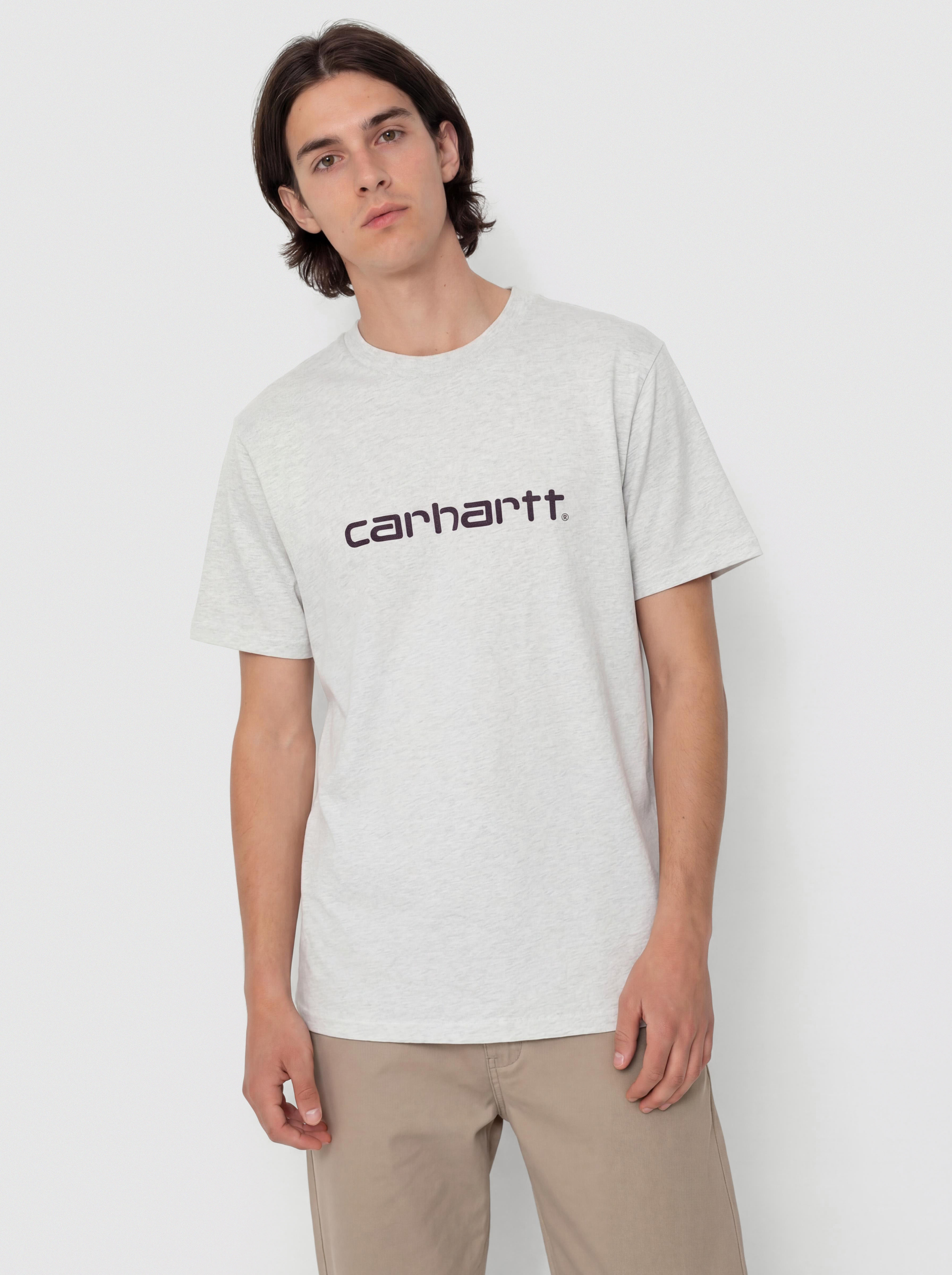 T-shirt Carhartt WIP Script (ash heather/cozy purple)