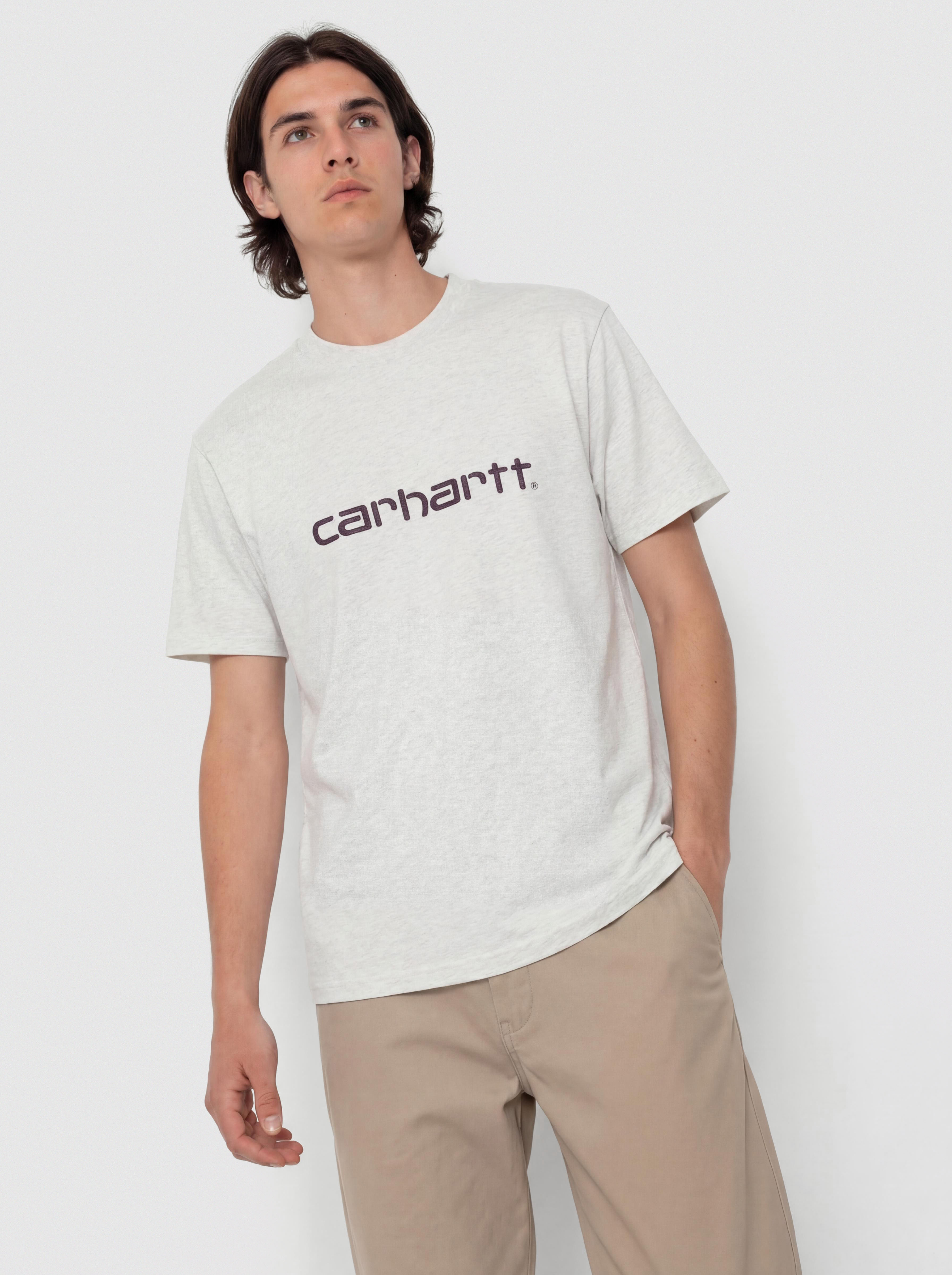 T-shirt Carhartt WIP Script (ash heather/cozy purple)