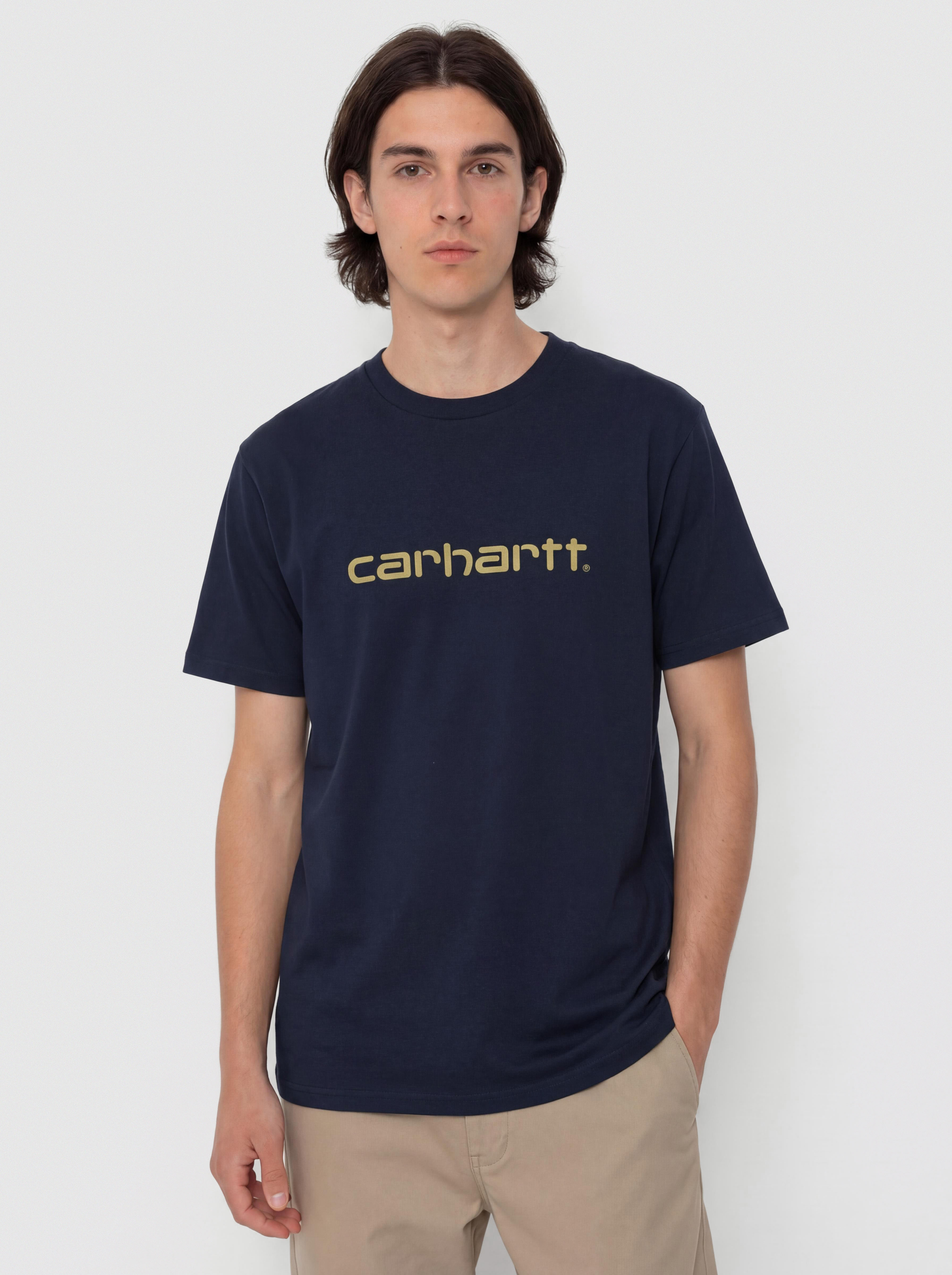 T-shirt Carhartt WIP Script (deep night/gentle green)