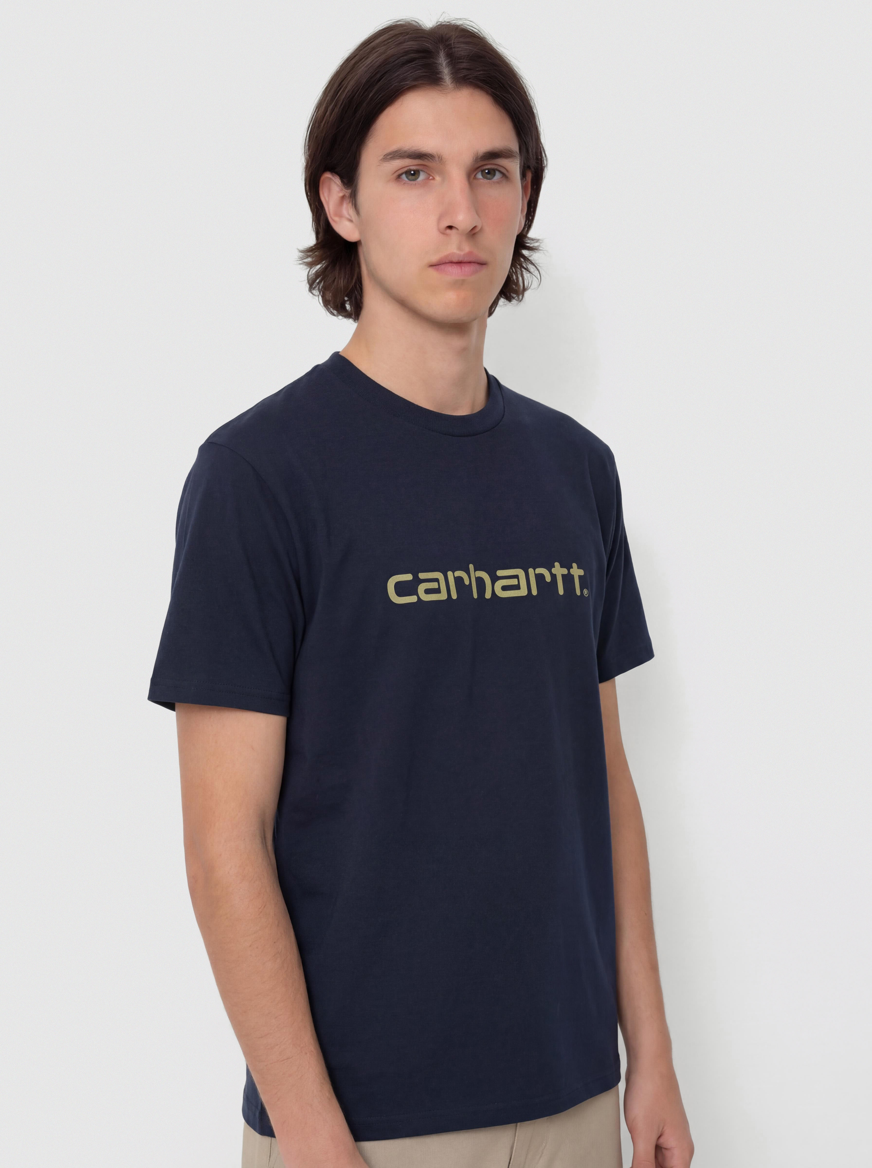 T-shirt Carhartt WIP Script (deep night/gentle green)
