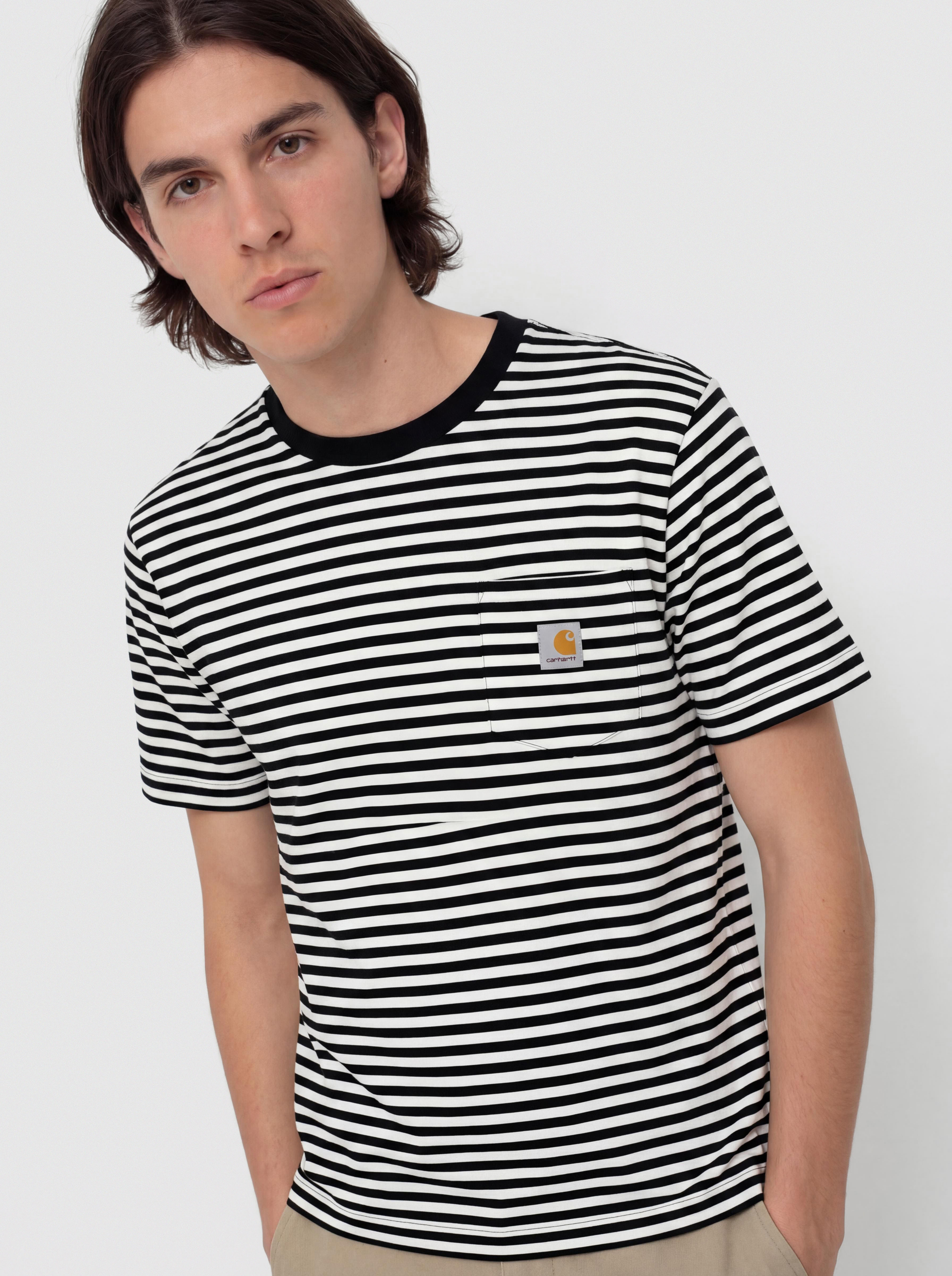 T-shirt Carhartt WIP Ezra Pocket (ezra stripe/black/wax)