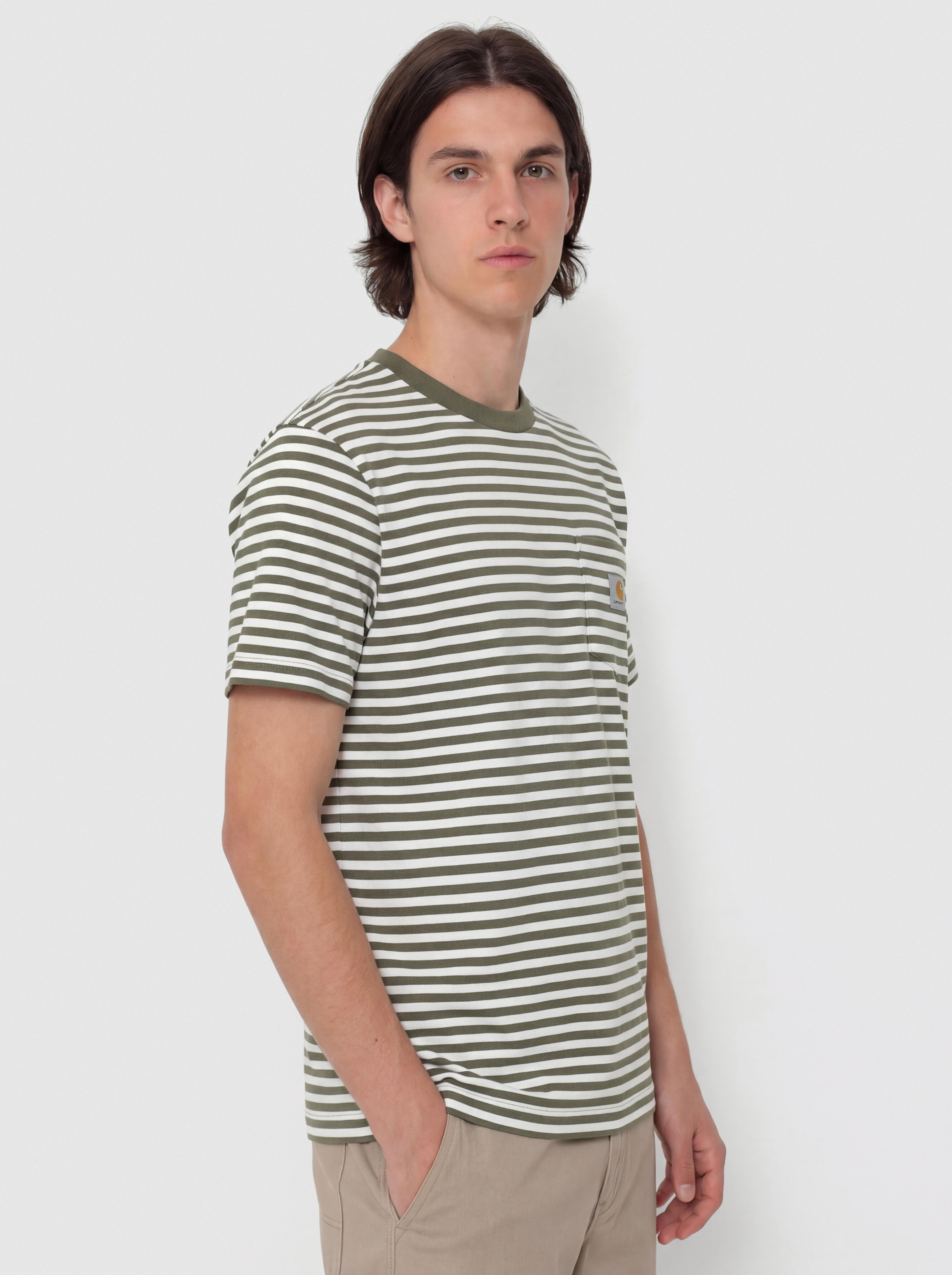 T-shirt Carhartt WIP Ezra Pocket (ezra stripe/leaf/wax)