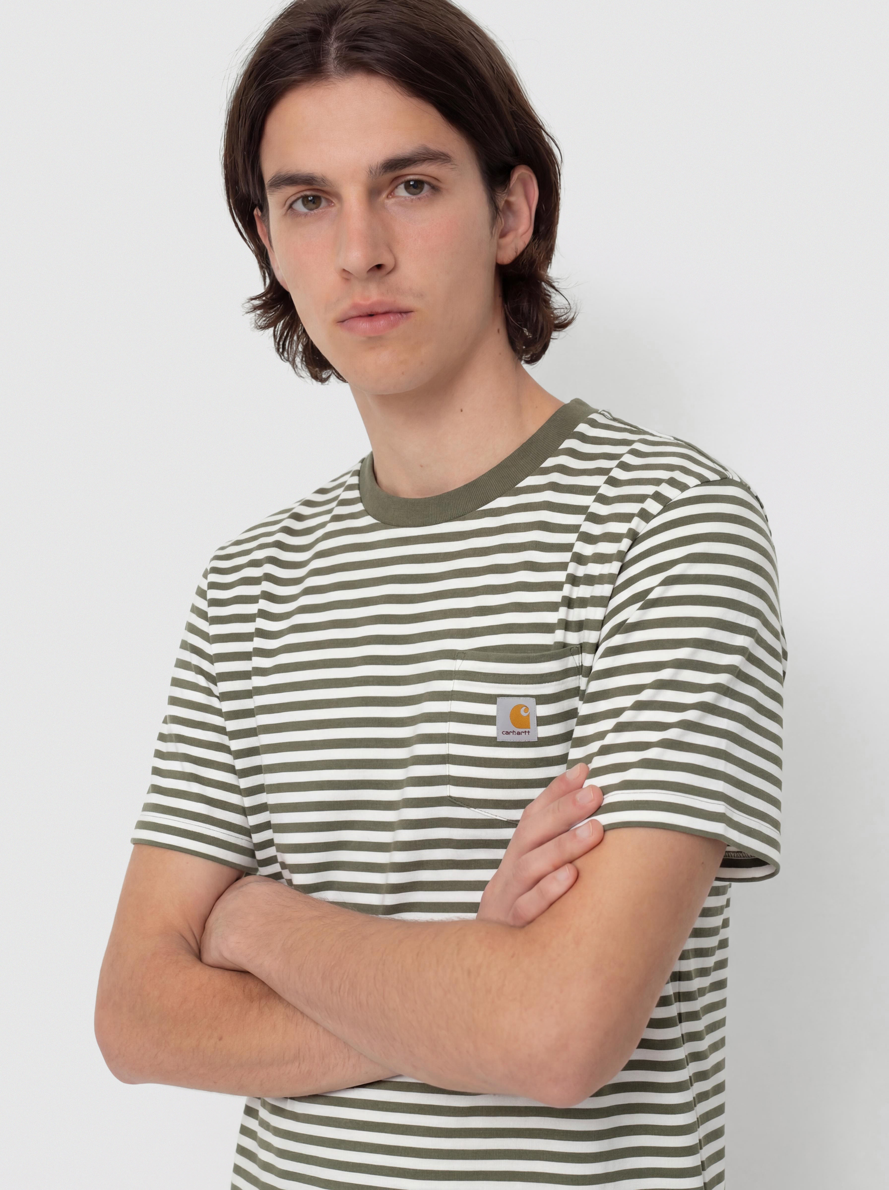 T-shirt Carhartt WIP Ezra Pocket (ezra stripe/leaf/wax)