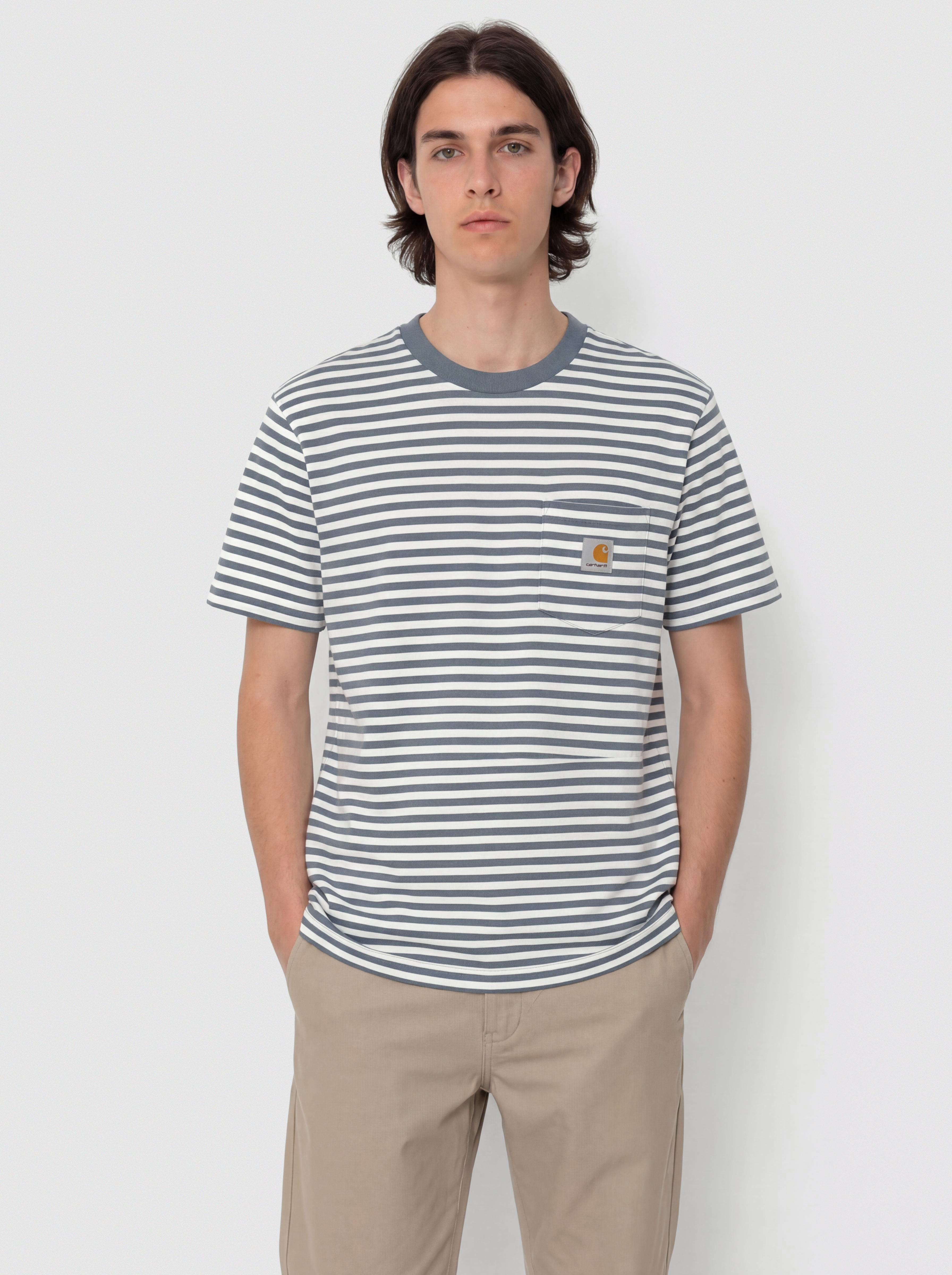 T-shirt Carhartt WIP Ezra Pocket (ezra stripe/cozy blue/wax)