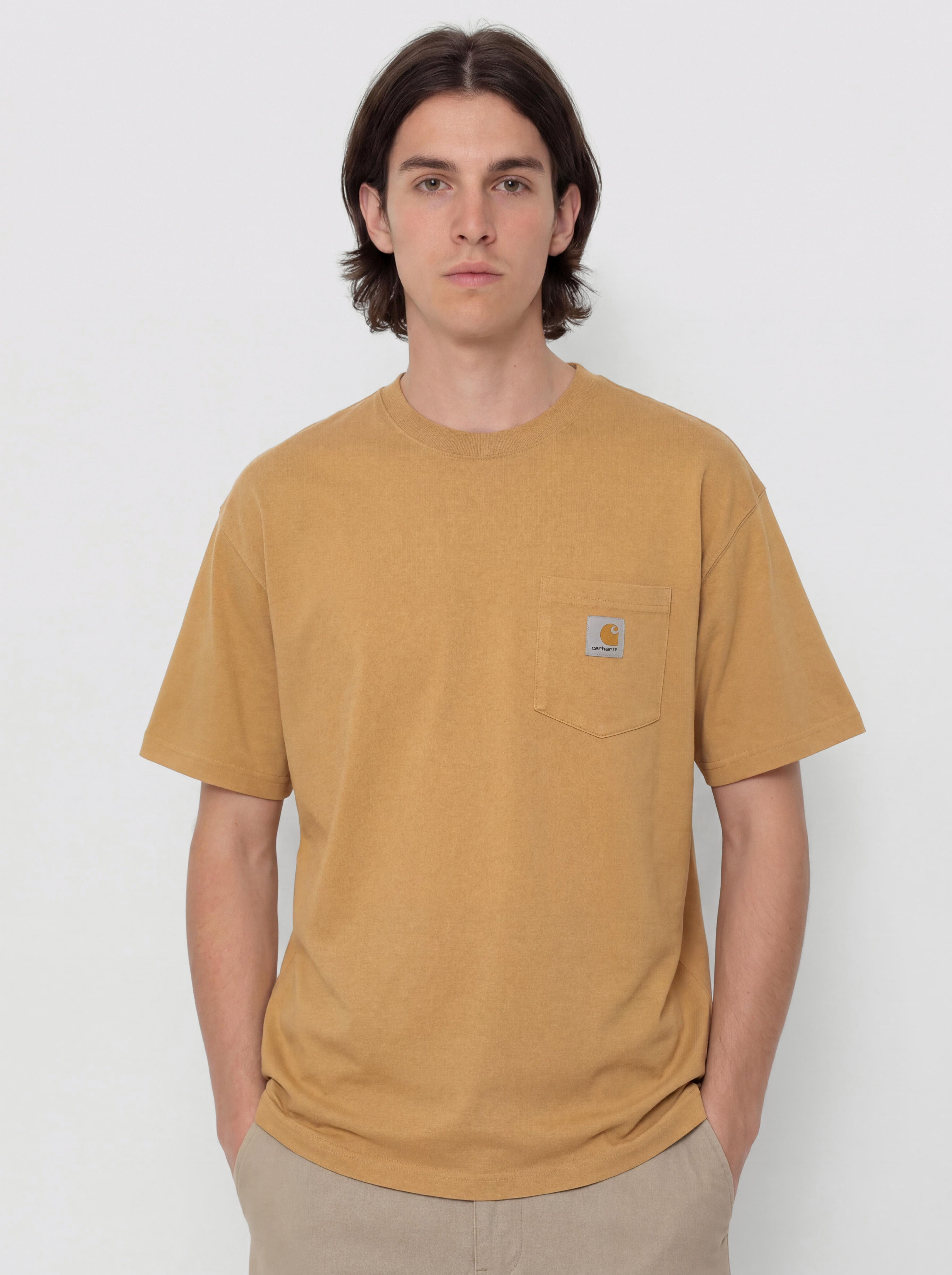 T-shirt Carhartt WIP Hudson Pocket (dusty h brown/chalk wash)