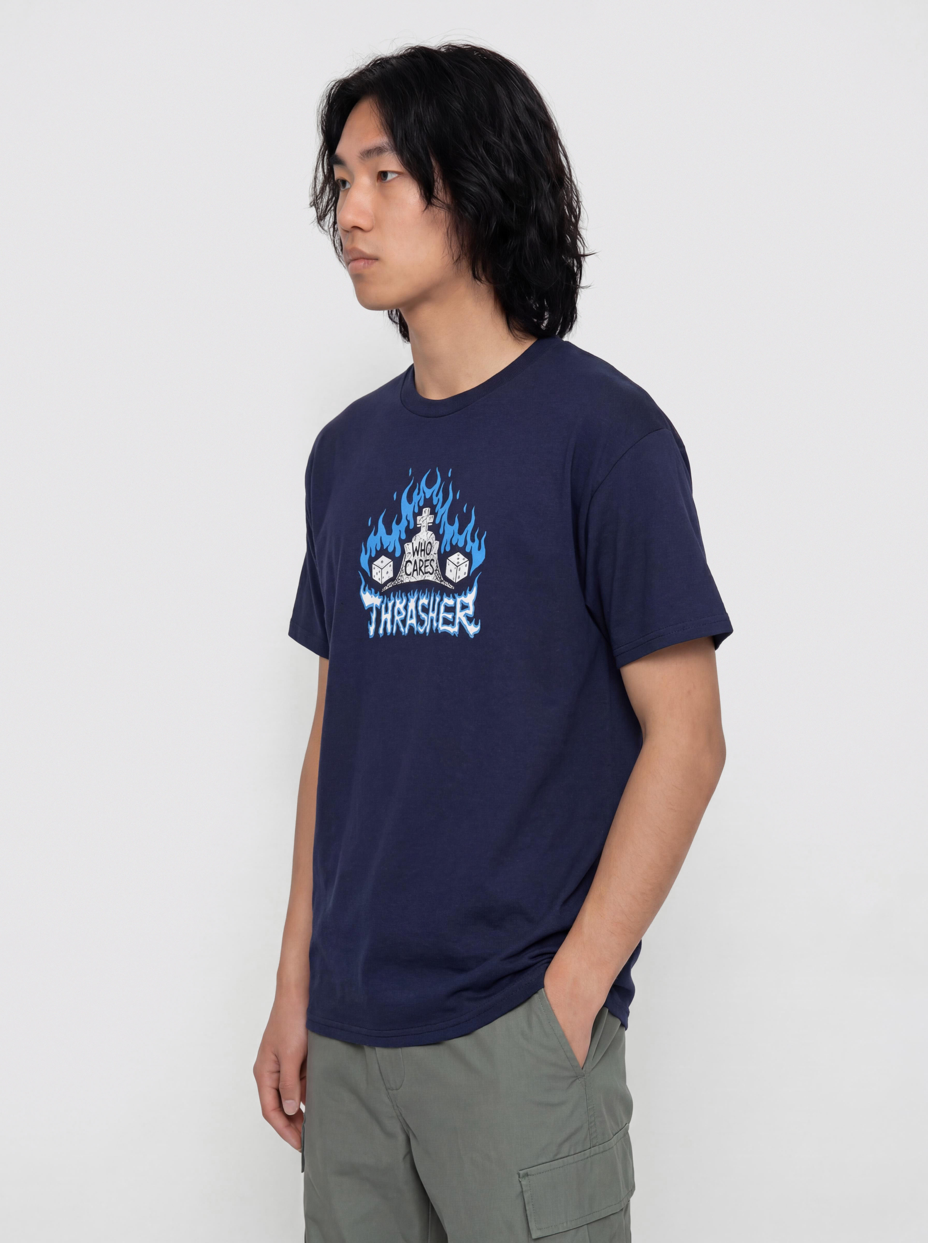 T-shirt Thrasher Who Cares By Neckface (navy)