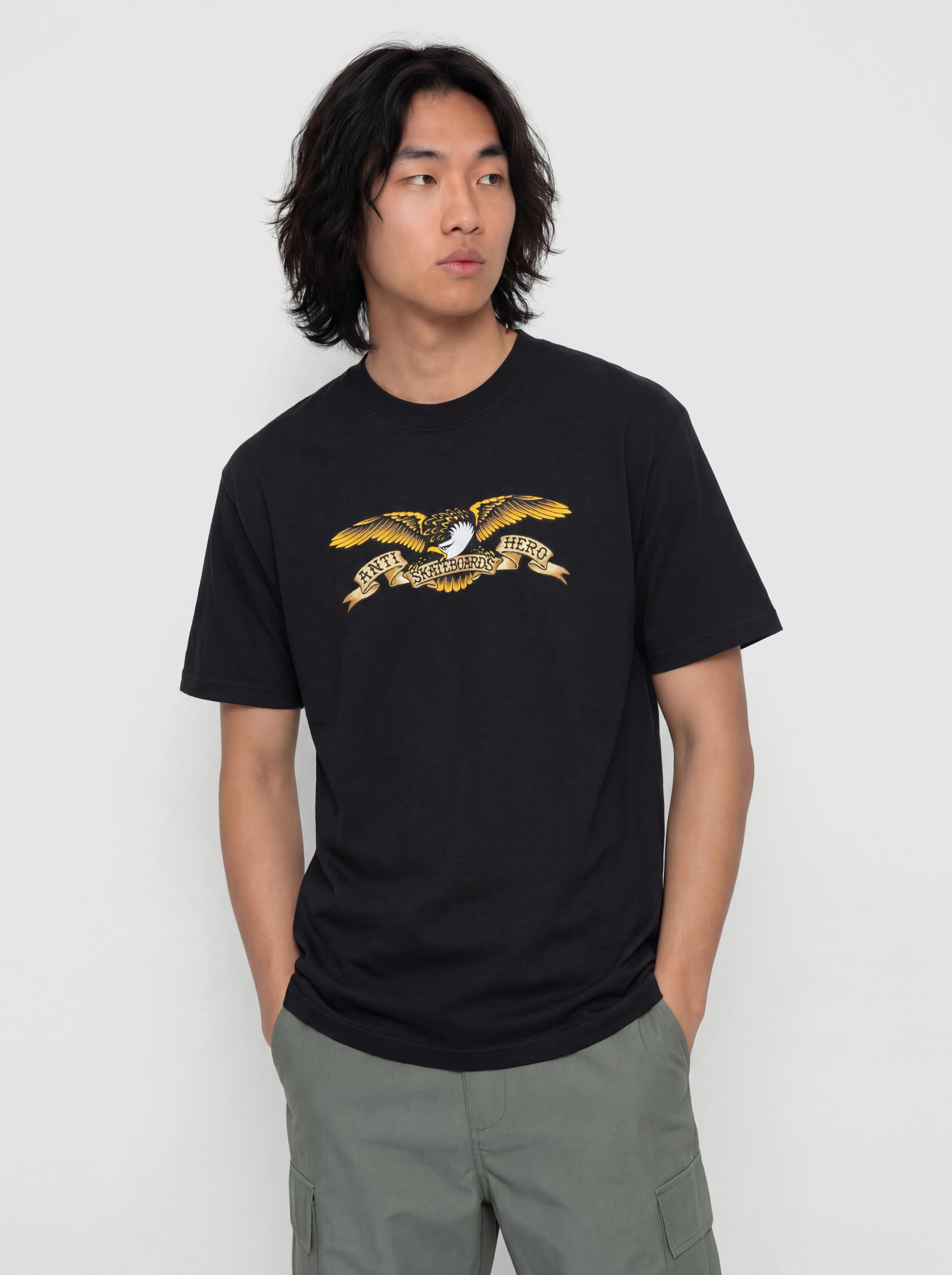 T-shirt Antihero Eagle (black garment dye w/multi color print)