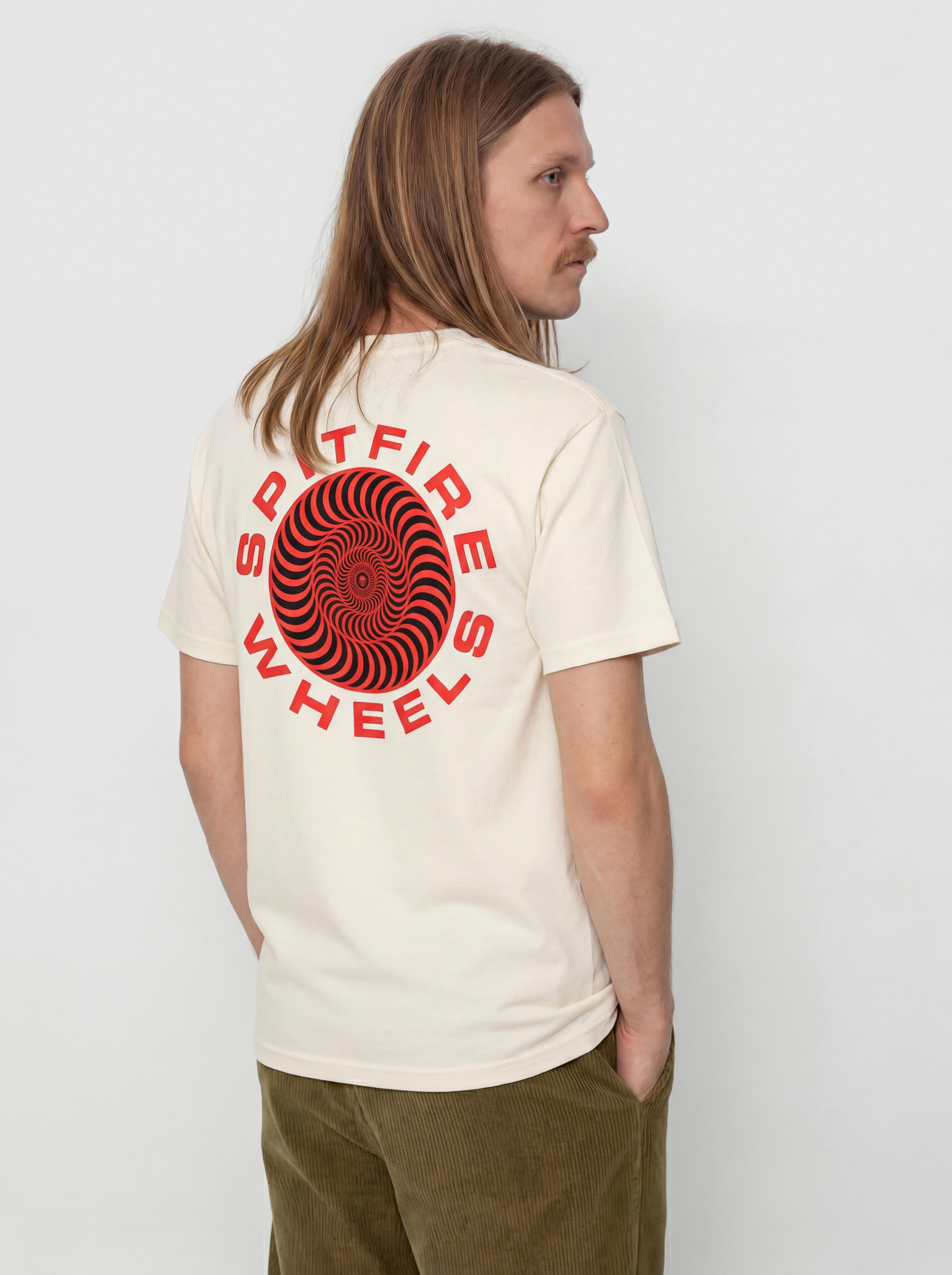 T-shirt Spitfire Classic 87 Swirl Fill (cream w/red&black prints)