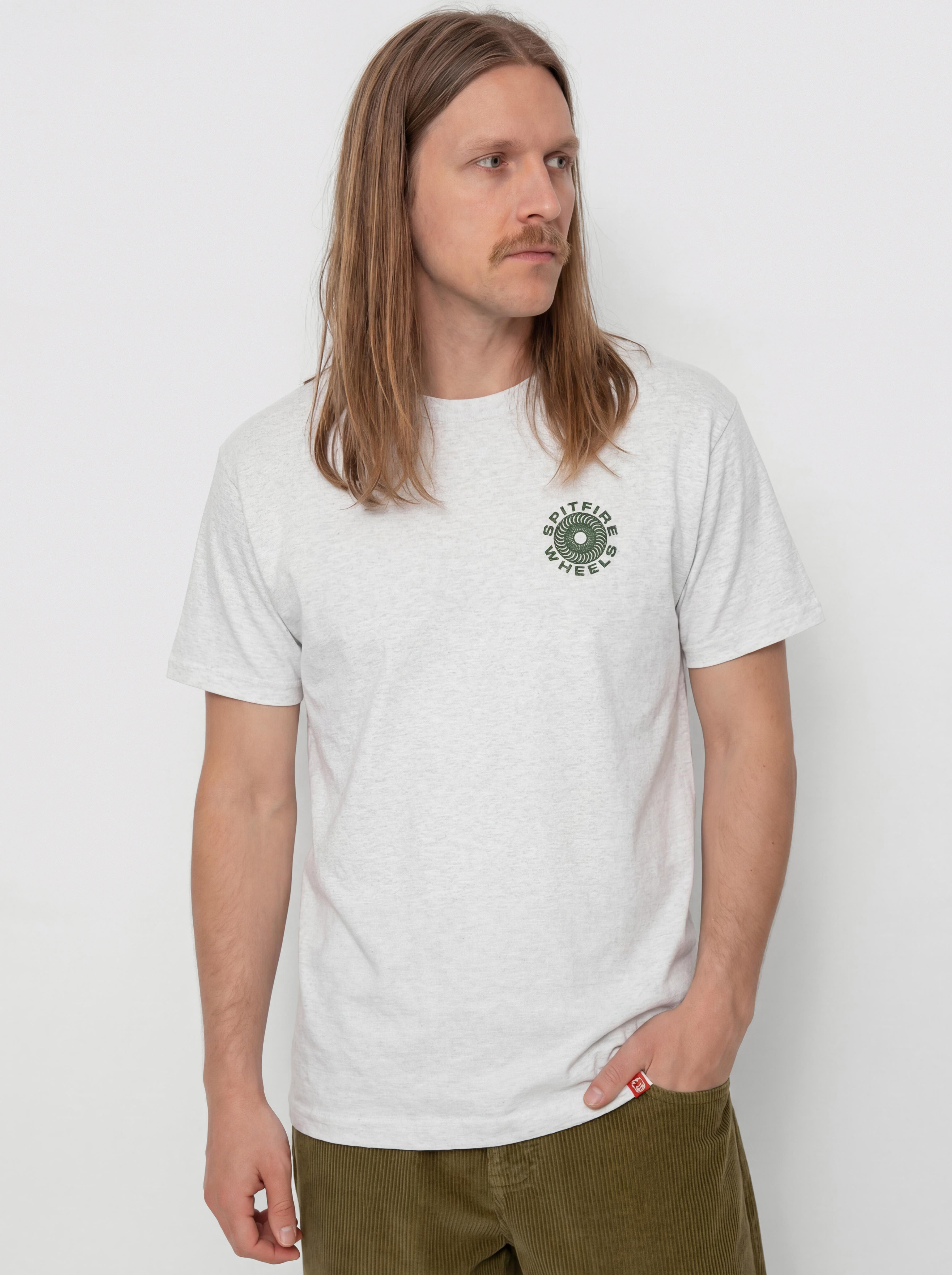 T-shirt Spitfire Classic 87 Swirl Fill (ash grey w/dark green&white prints)